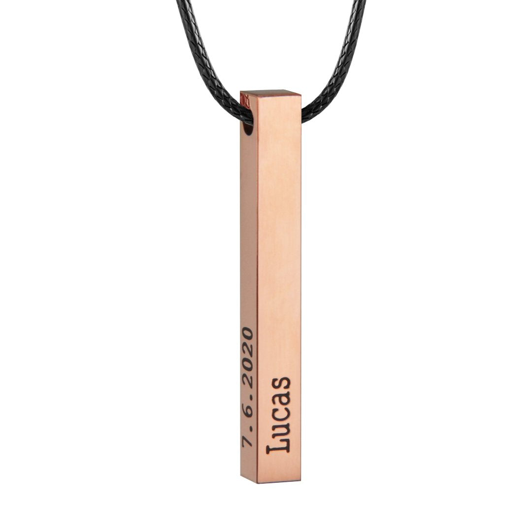 Engraved 3D Bar Necklace for Men-A Loves Gift