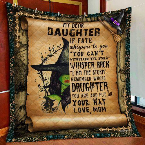 Gift For Daughter From Mom Remember Whose Daughter You Are Witch Fleece Blanket-A Loves Gift