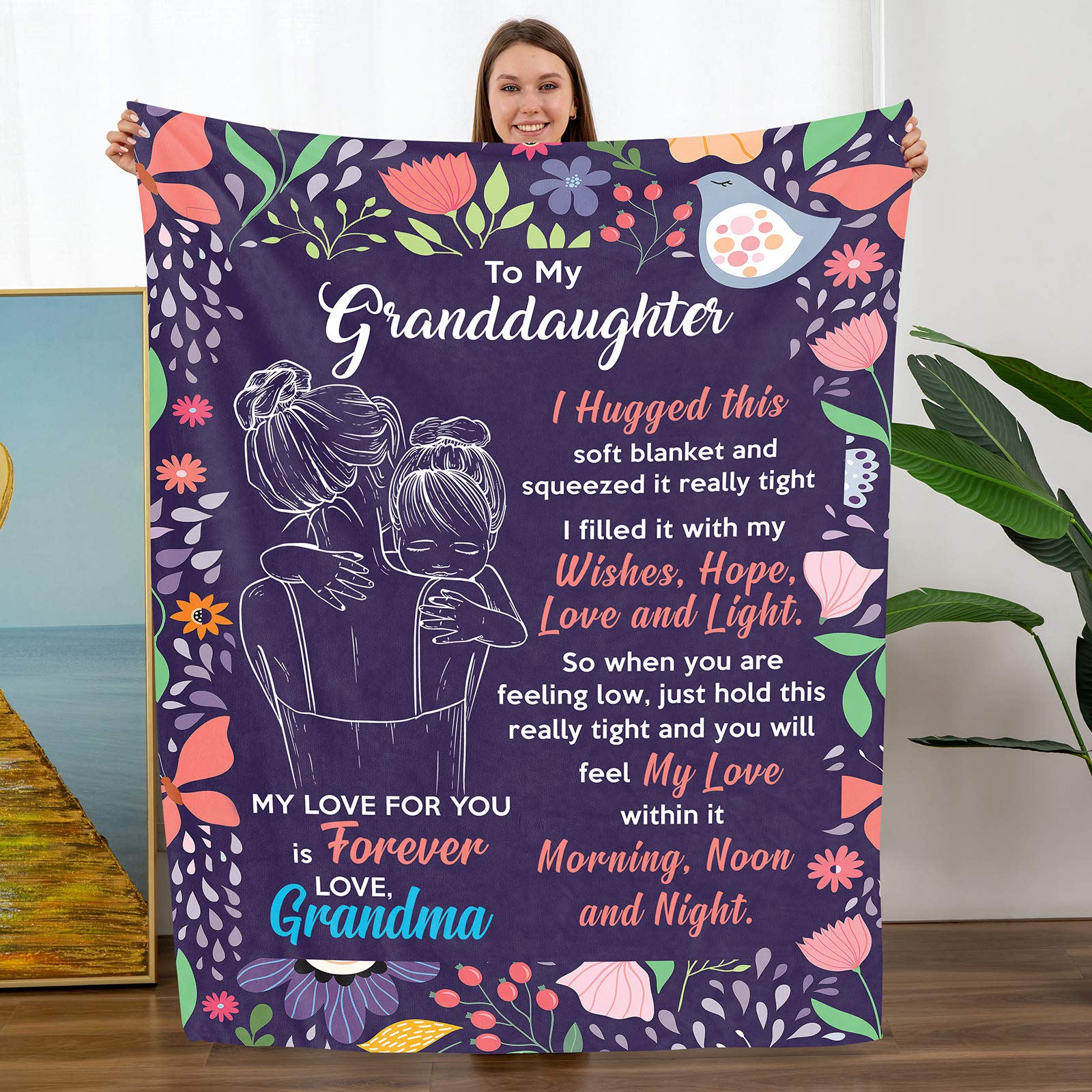 Personalized Throw Blanket for Granddaughter Christmas,Birthday-A Loves Gift