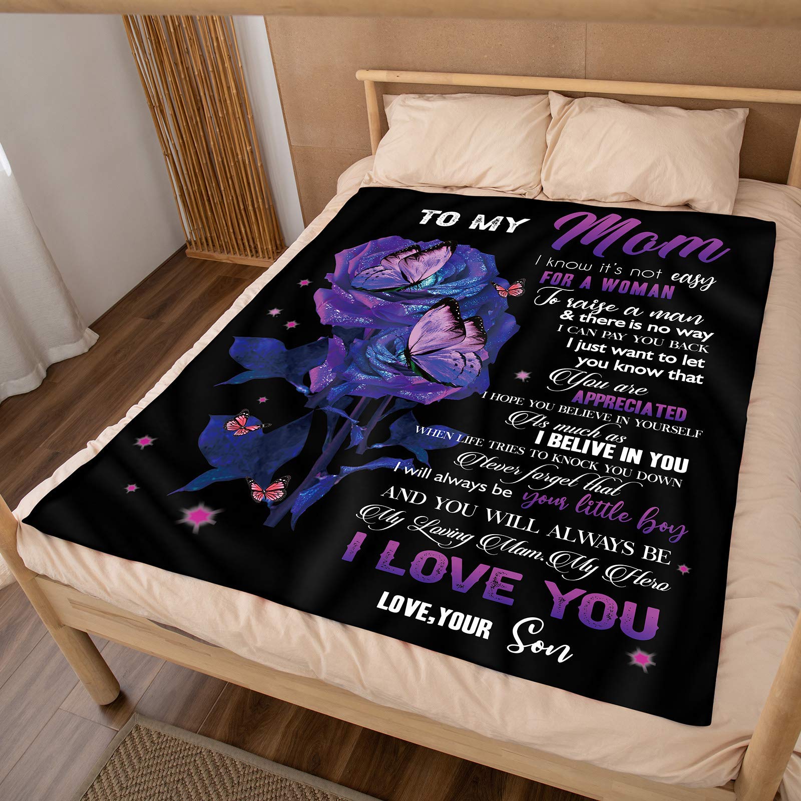 Gifts for Mom from Son, Soft Flannel Mother Throw Blanket-A Loves Gift