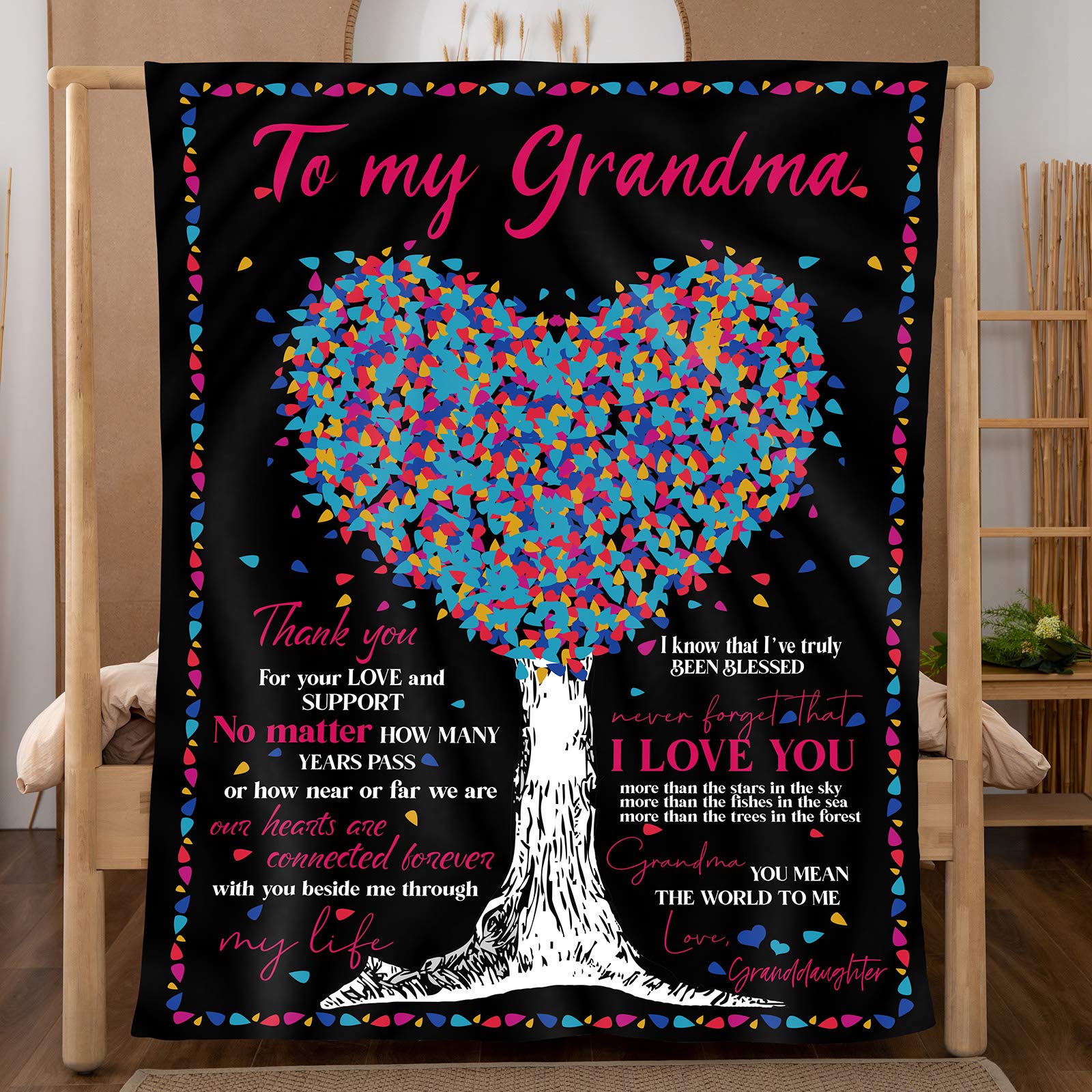 Throw Blanket to My Grandma Gift from Granddaughter Birthday Soft Throw Bed Blanket-A Loves Gift