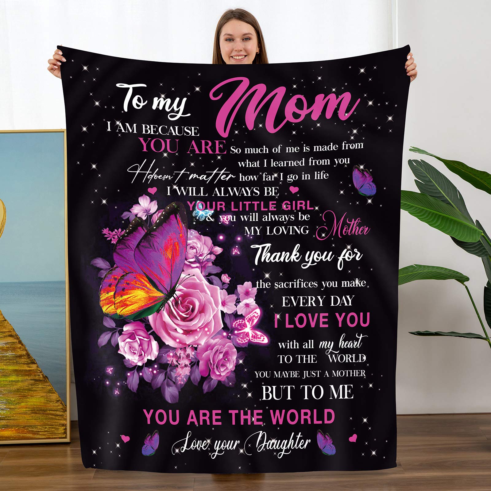 to Mom Gift from Daughter, Mom Birthday Gifts, Mother Blanket-A Loves Gift