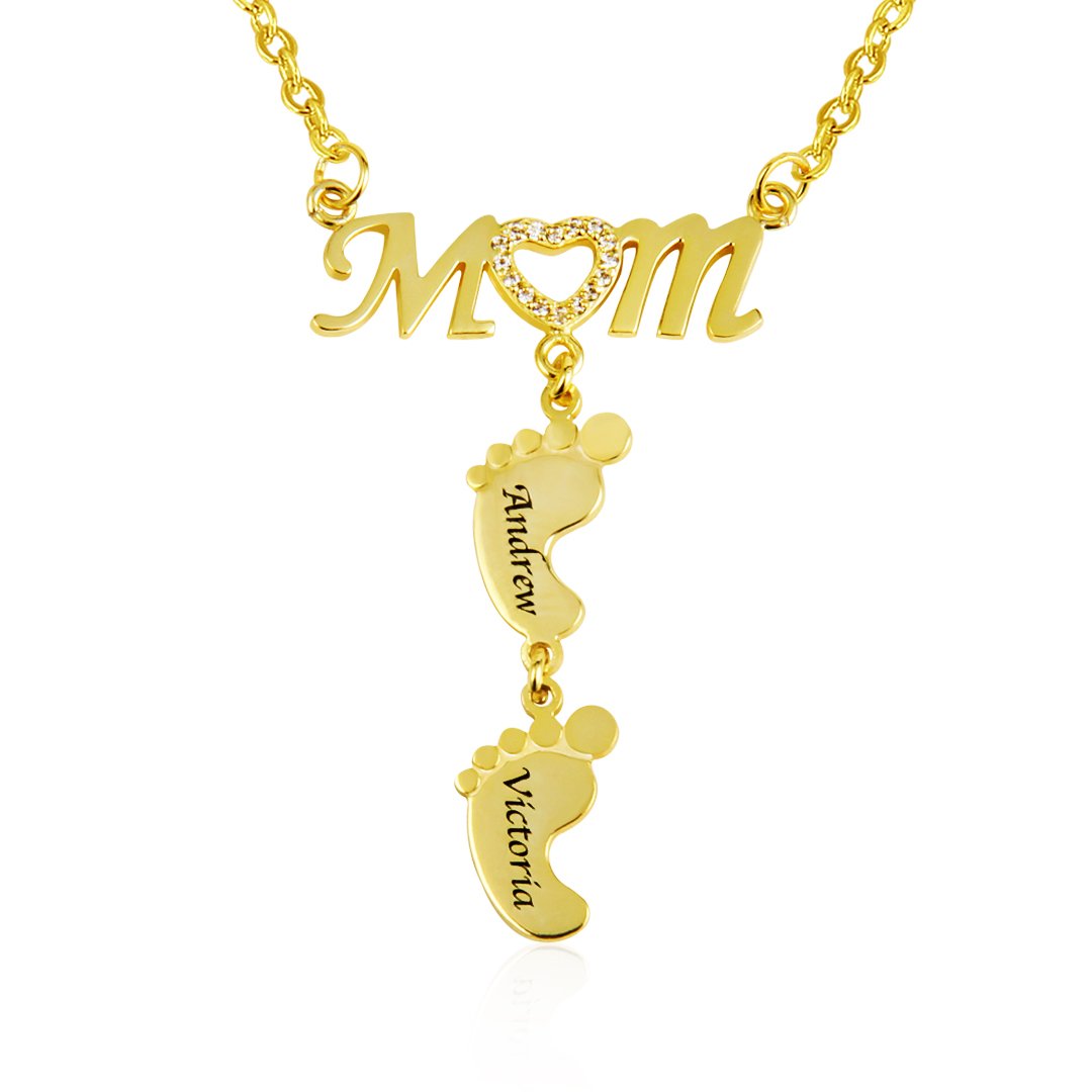 Mom and Baby Feet Necklace-A Loves Gift