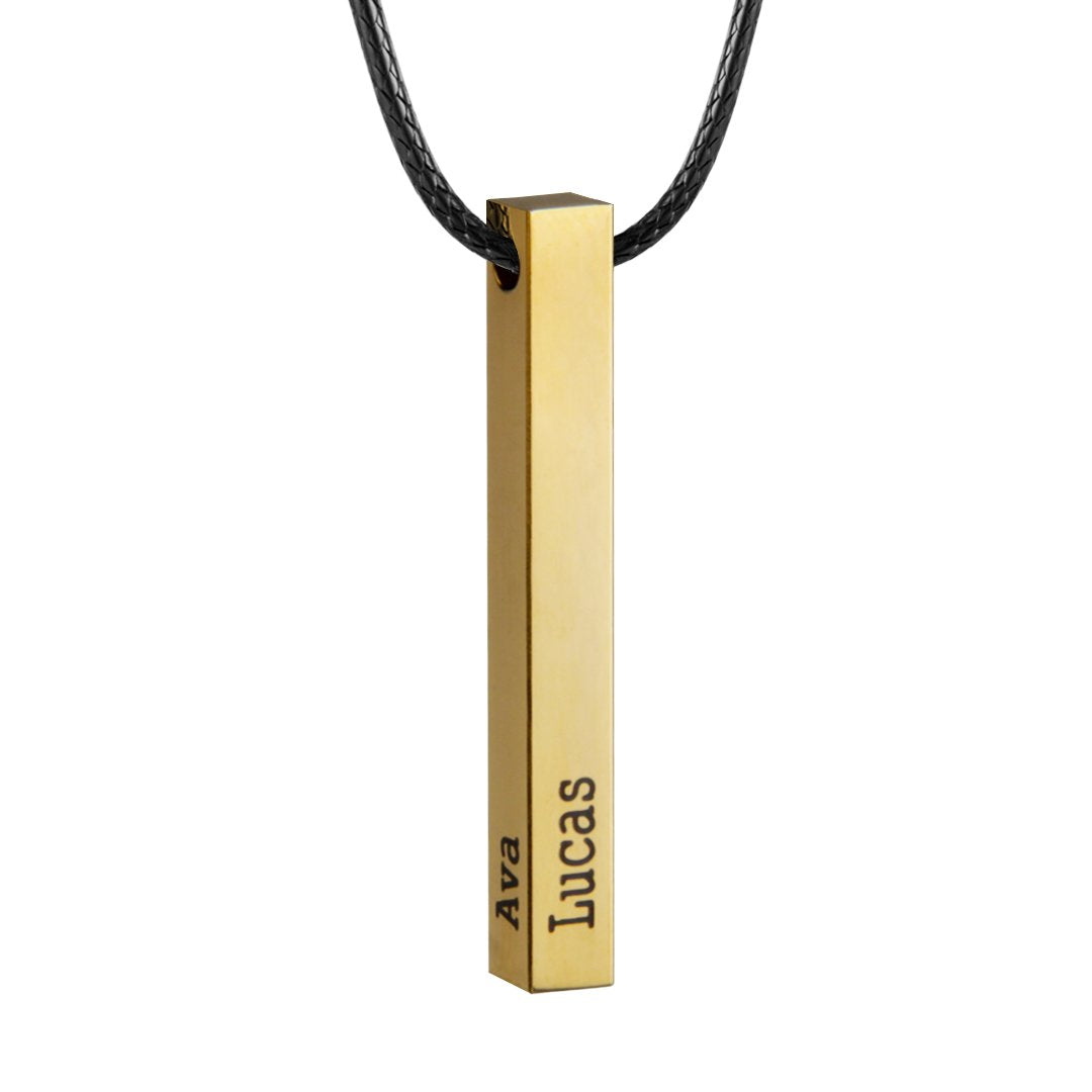 Engraved 3D Bar Necklace for Men-A Loves Gift