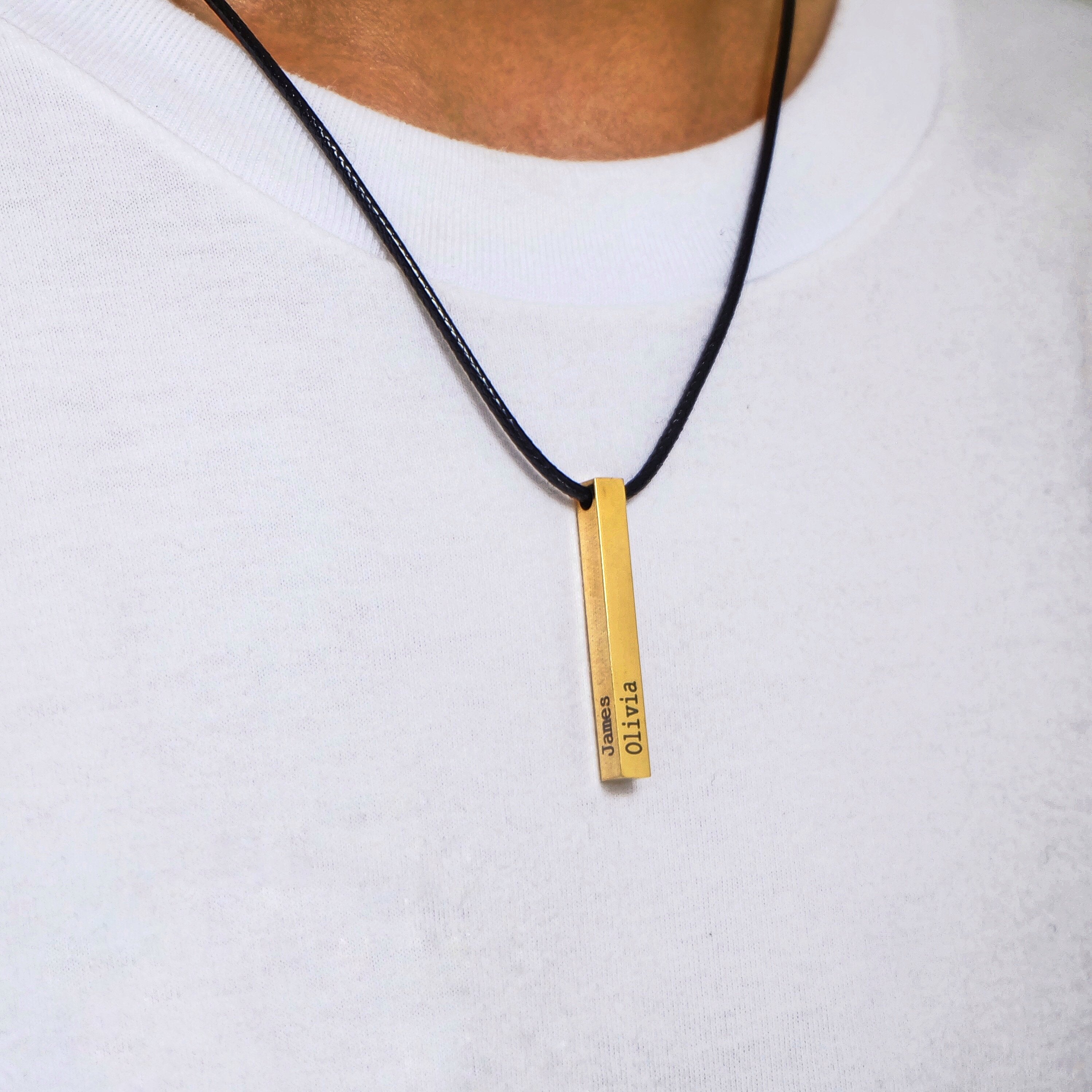 Engraved 3D Bar Necklace for Men-A Loves Gift