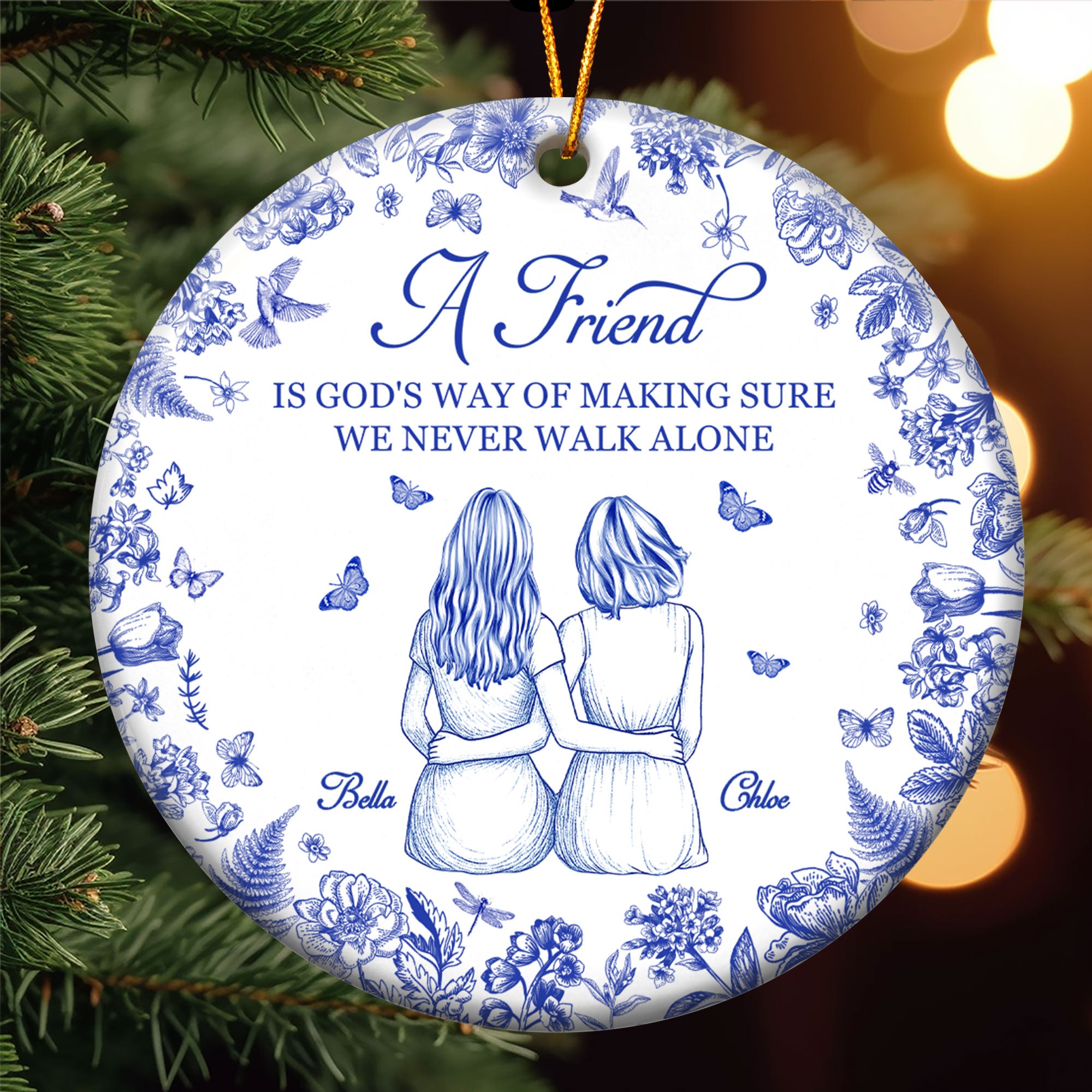 A Friend Is God's Way - Personalized Ceramic Ornament