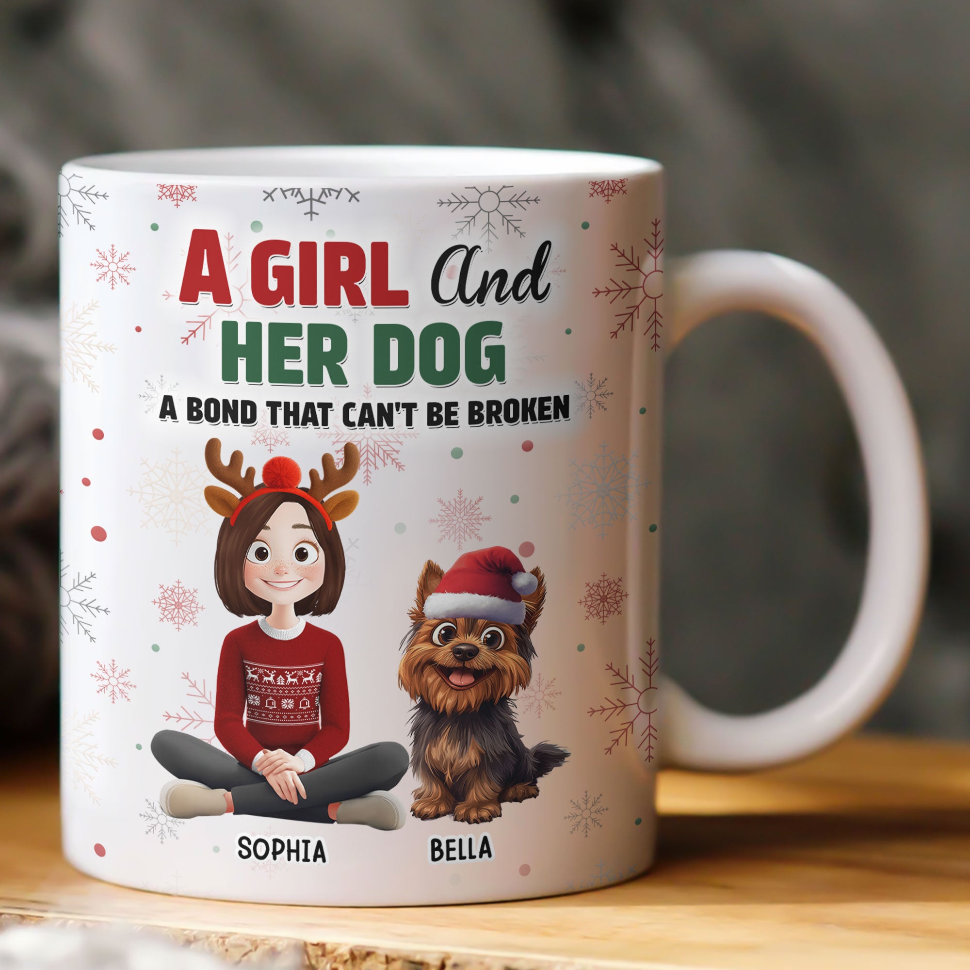 A Girl A Man And The Dog- A Bond Can't Be Broken - Personalized Mug