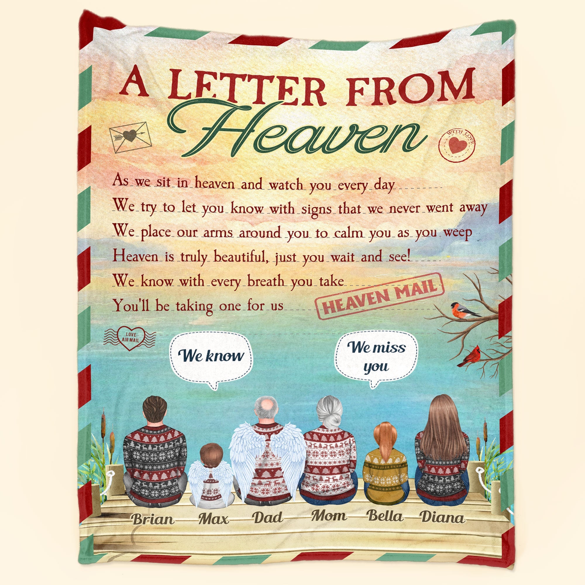 A Letter From Heaven With Kids - Personalized Blanket - Loving, Memorial Gift For Family With Lost Ones, Parents, Grandparents, Children, Siblings