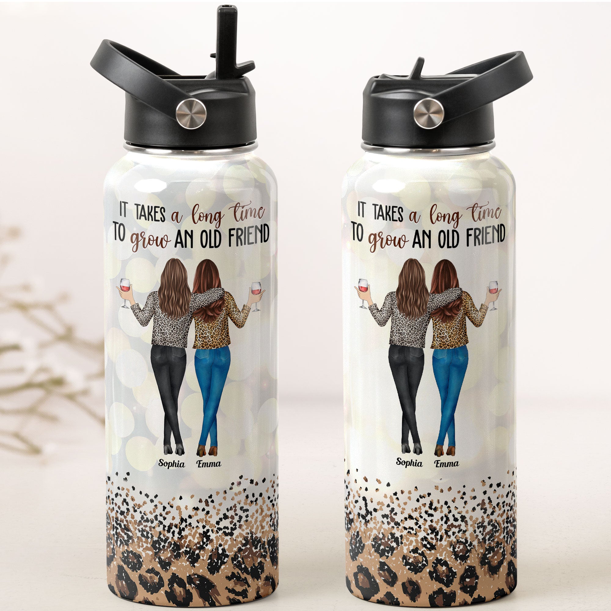 A Long Time To Grow An Old Friend - Personalized Stainless Steel Water Bottle