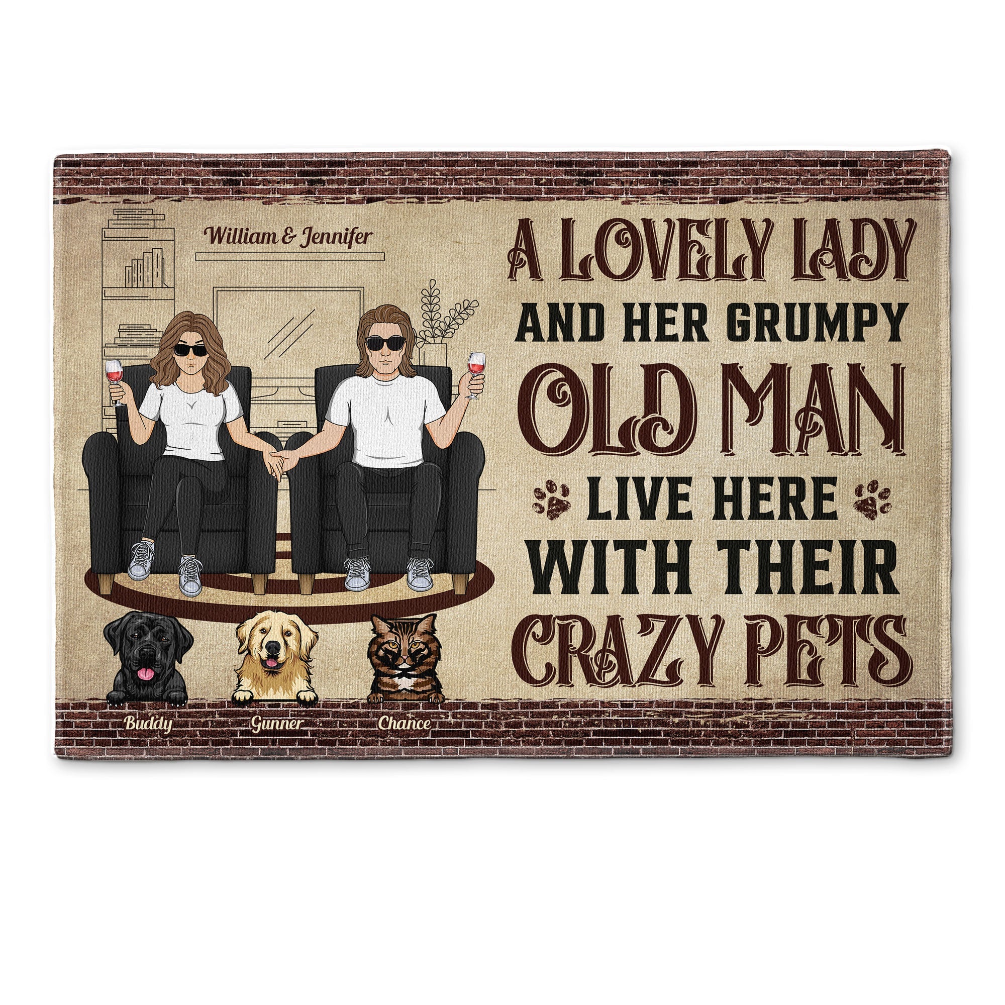 A Lovely Lady And Her Grumpy Old Man Live Here - Personalized Doormat