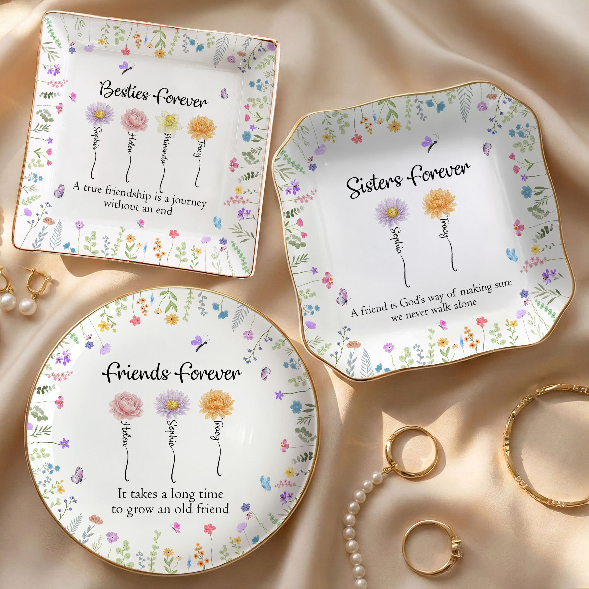 A True Friendship Is A Journey Without An End - Friendship Gift - Personalized Jewelry Dish