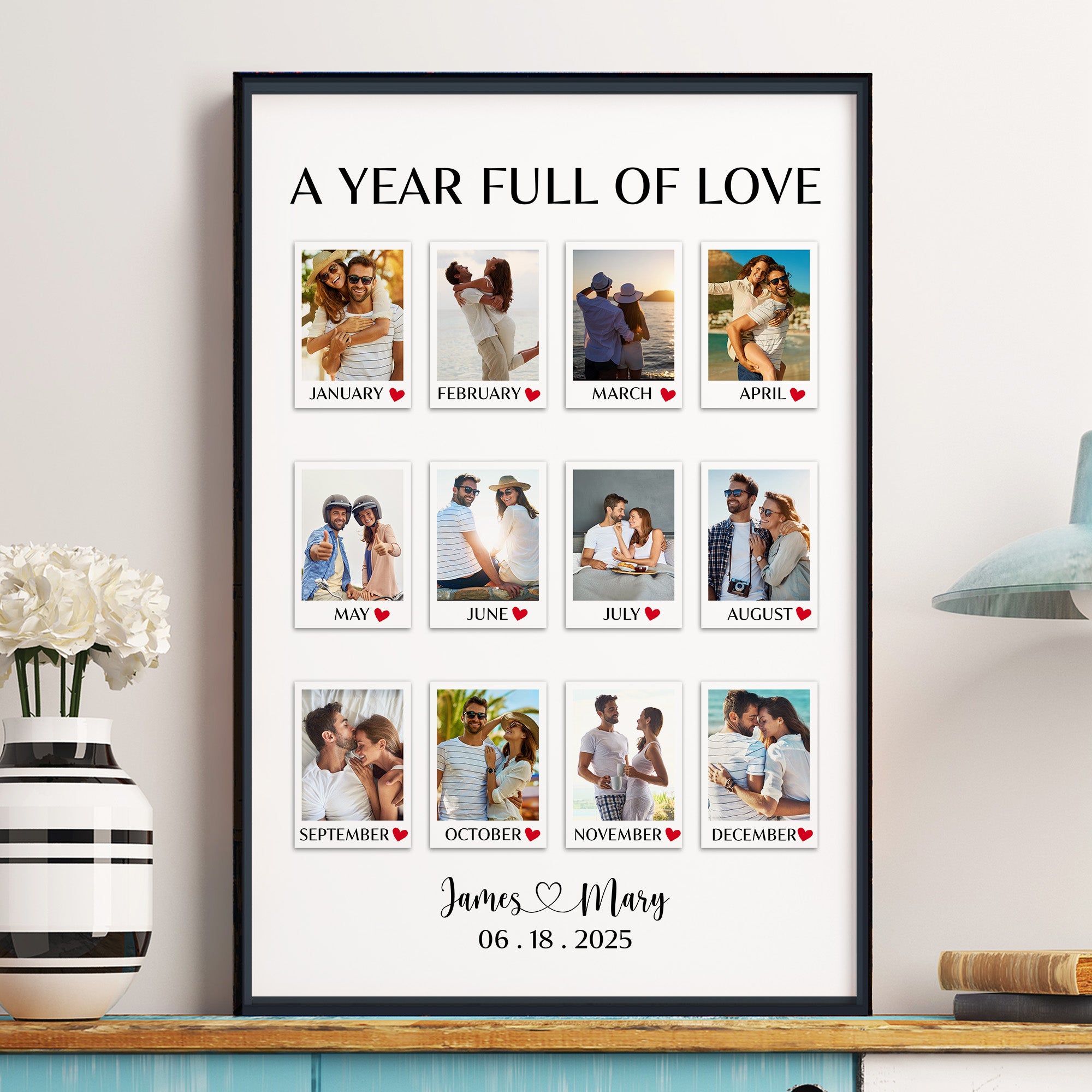 A Year Full Of Love Couple Anniversary Gift - Personalized Photo Poster