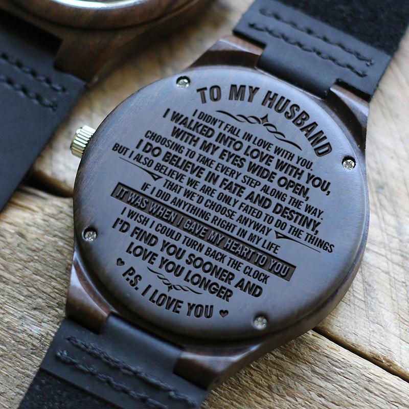 ENGRAVED WOODEN WATCH - GREAT GIFT FOR YOUR HUSBAND!-A Loves Gift