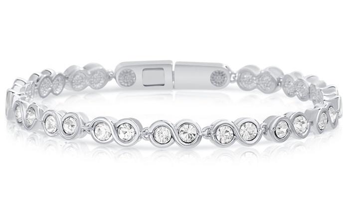 Infinity Tennis Bracelet made with Swarovski Crystals - Riakoob Jewelry www.goldennycjewelry.com fashion jewelry for women