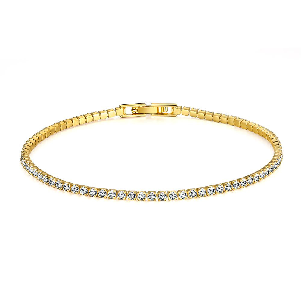 6.00 CT White Topaz Swarovski Crystal 3mm Classic Round Tennis Bracelet - Gold, Bracelet, Riakoob Jewelry, Riakoob Jewelry  jewelryjewelry deals, swarovski crystal jewelry, groupon jewelry,, jewelry for mom,