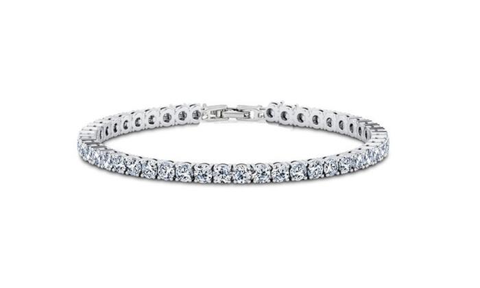 6.00 CT White Topaz Swarovski Crystal 3mm Classic Round Tennis Bracelet - Silver, Bracelet, Riakoob Jewelry, Riakoob Jewelry  jewelryjewelry deals, swarovski crystal jewelry, groupon jewelry,, jewelry for mom,