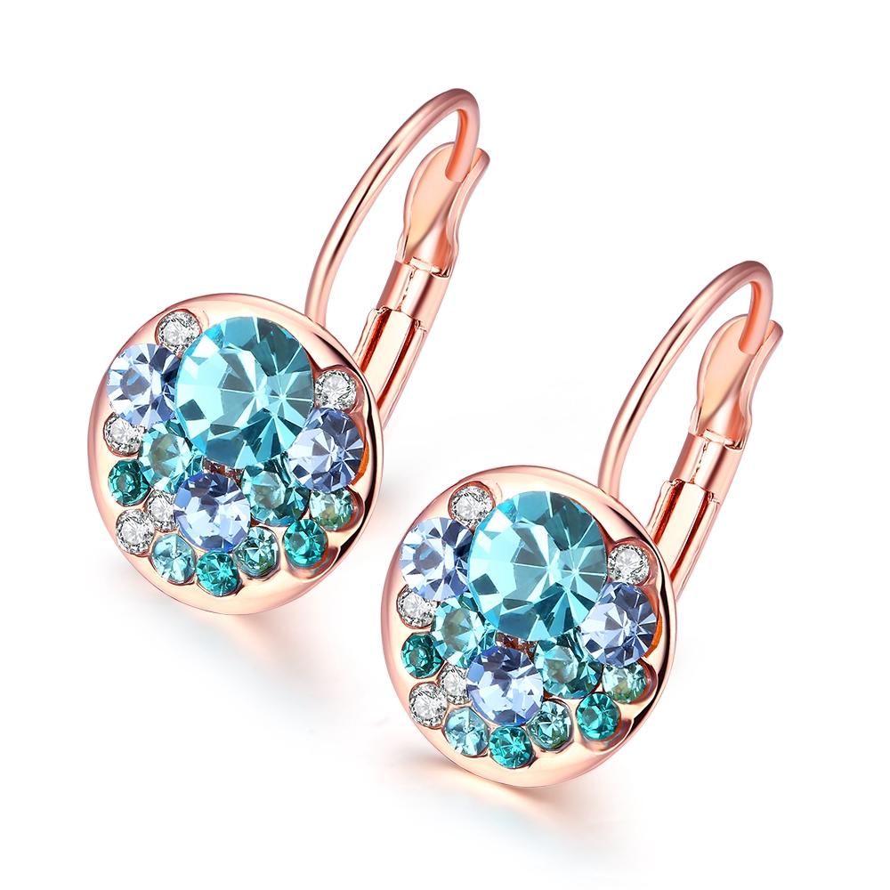 Blue Periwrinkle Swarovski Leverback Earrings in 14K Rose Gold, Earring, Riakoob Jewelry, Riakoob Jewelry  jewelryjewelry deals, swarovski crystal jewelry, groupon jewelry,, jewelry for mom,