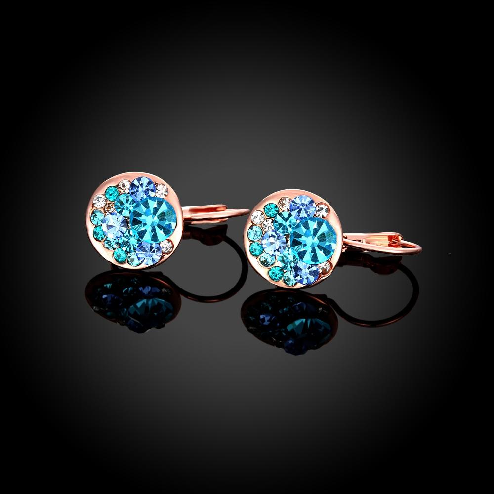 Blue Periwrinkle Swarovski Leverback Earrings in 14K Rose Gold, Earring, Riakoob Jewelry, Riakoob Jewelry  jewelryjewelry deals, swarovski crystal jewelry, groupon jewelry,, jewelry for mom,