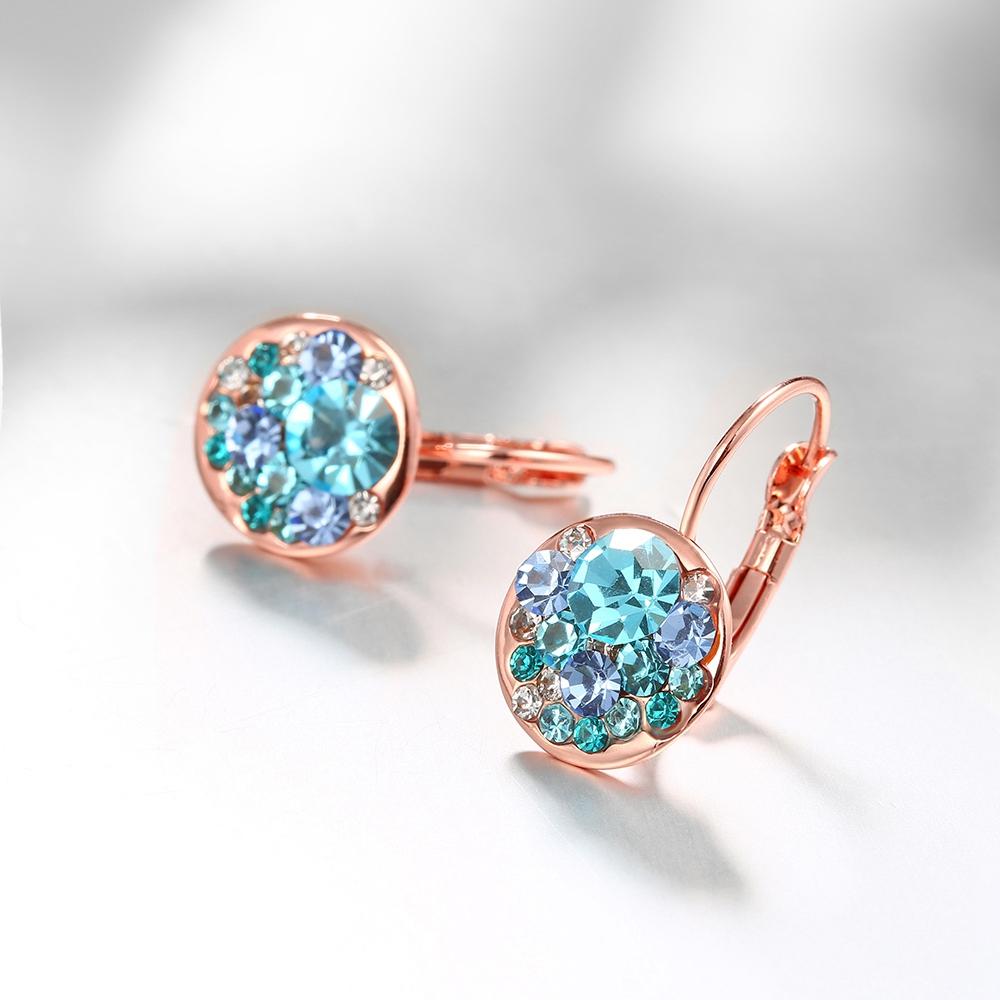 Blue Periwrinkle Swarovski Leverback Earrings in 14K Rose Gold, Earring, Riakoob Jewelry, Riakoob Jewelry  jewelryjewelry deals, swarovski crystal jewelry, groupon jewelry,, jewelry for mom,