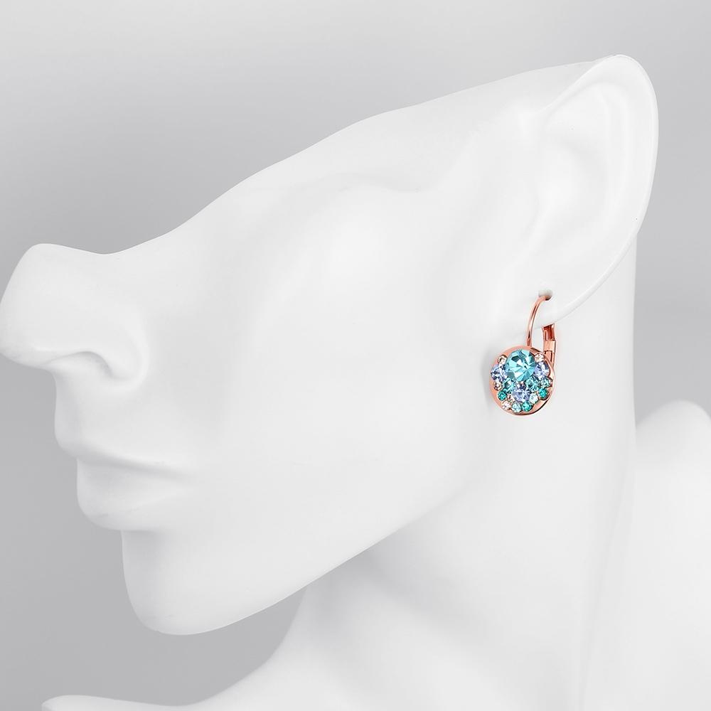 Blue Periwrinkle Swarovski Leverback Earrings in 14K Rose Gold, Earring, Riakoob Jewelry, Riakoob Jewelry  jewelryjewelry deals, swarovski crystal jewelry, groupon jewelry,, jewelry for mom,