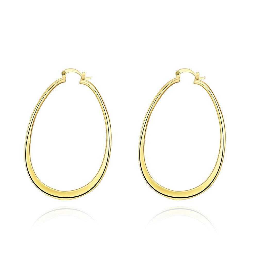 Goldtone Large Flat Hoop Earring 68mm (available in 3 colors) - Riakoob Jewelry