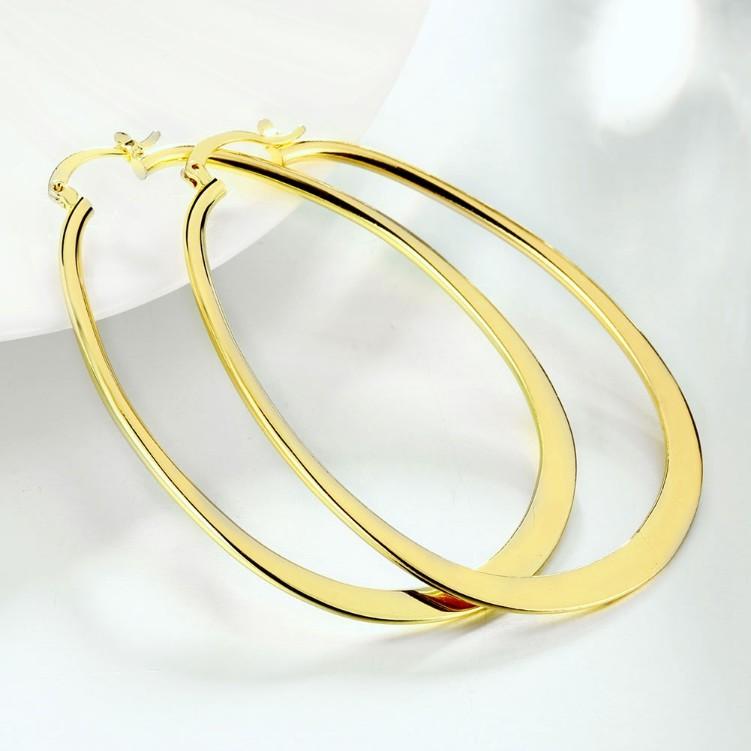 Goldtone Large Flat Hoop Earring 68mm (available in 3 colors) - Riakoob Jewelry