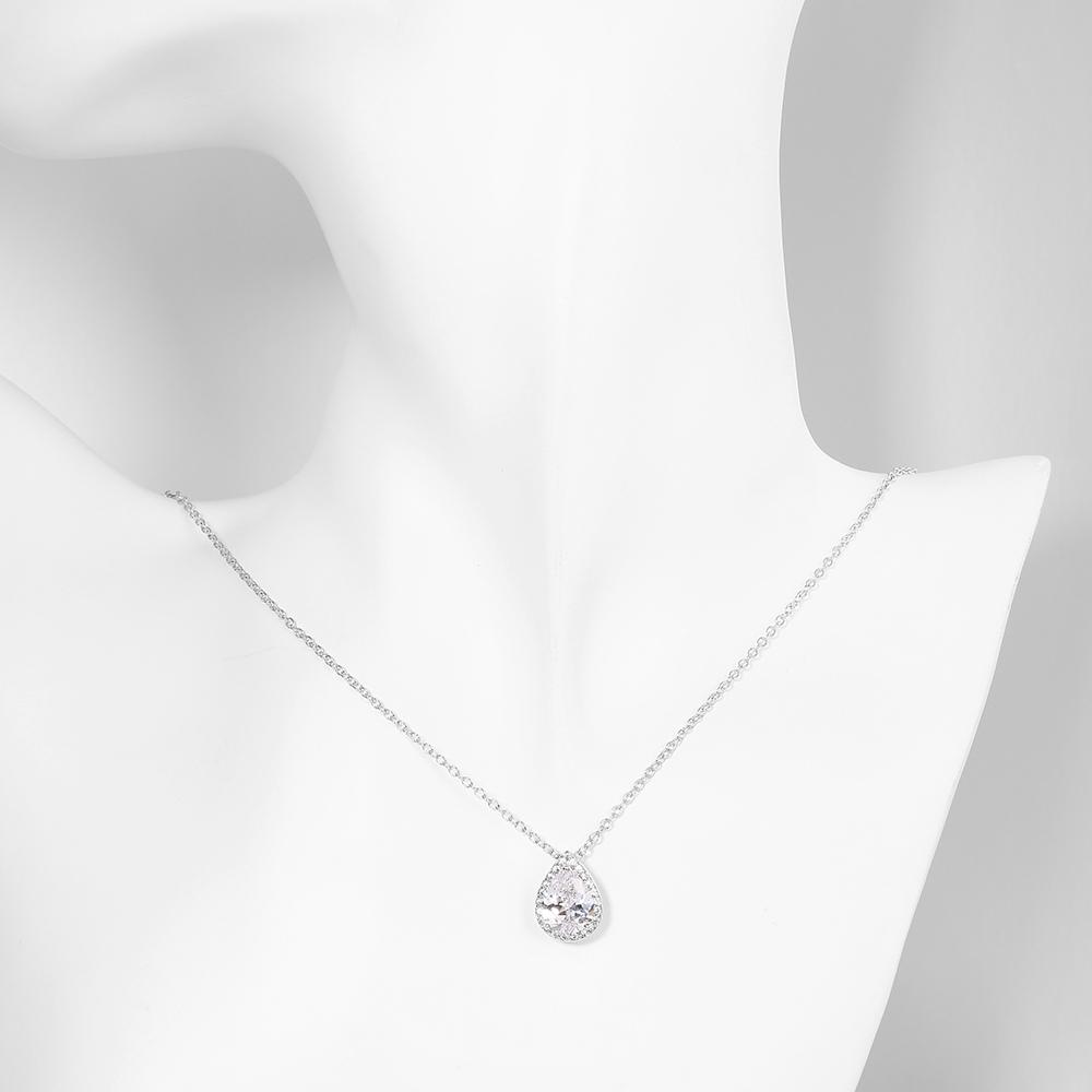 5.00 CT Teardrop Pave Necklace in  Silvertone, Necklace, Riakoob Jewelry, Riakoob Jewelry  jewelryjewelry deals, swarovski crystal jewelry, groupon jewelry,, jewelry for mom,