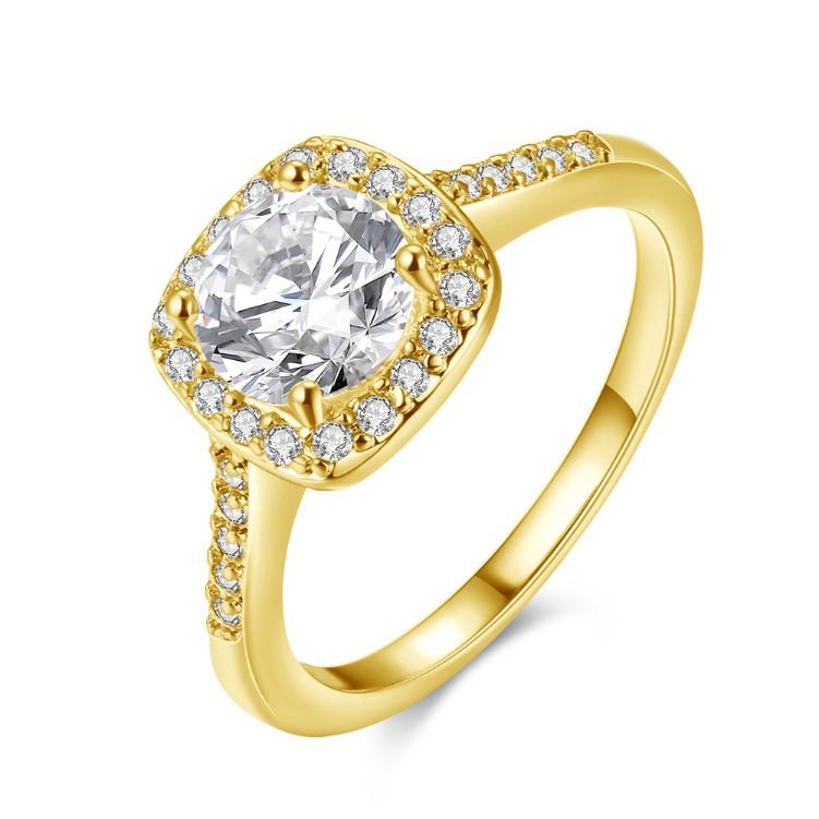 Goldtone-Plated Halo Ring Made with Elements - Riakoob Jewelry