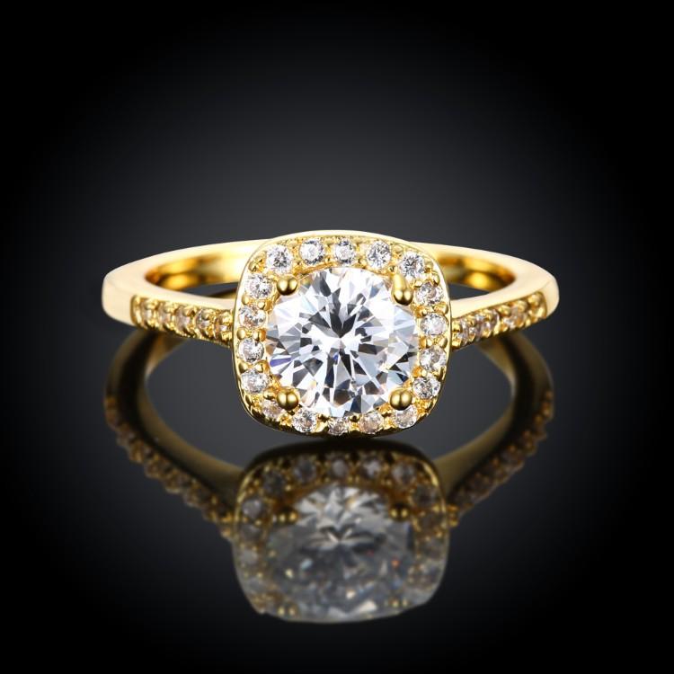 Goldtone-Plated Halo Ring Made with Elements - Riakoob Jewelry