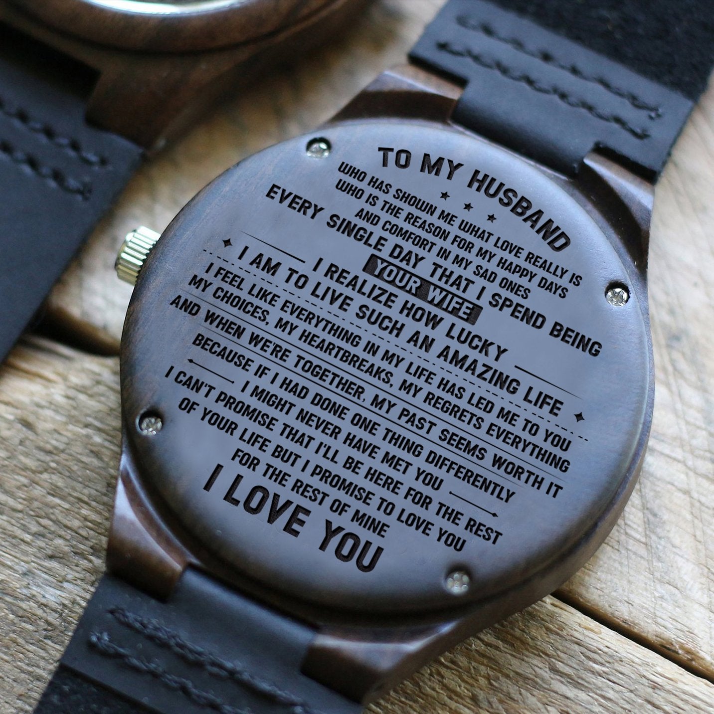 HUSBAND - AMAZING LIFE - WOOD WATCH Engraved Gifts Watch