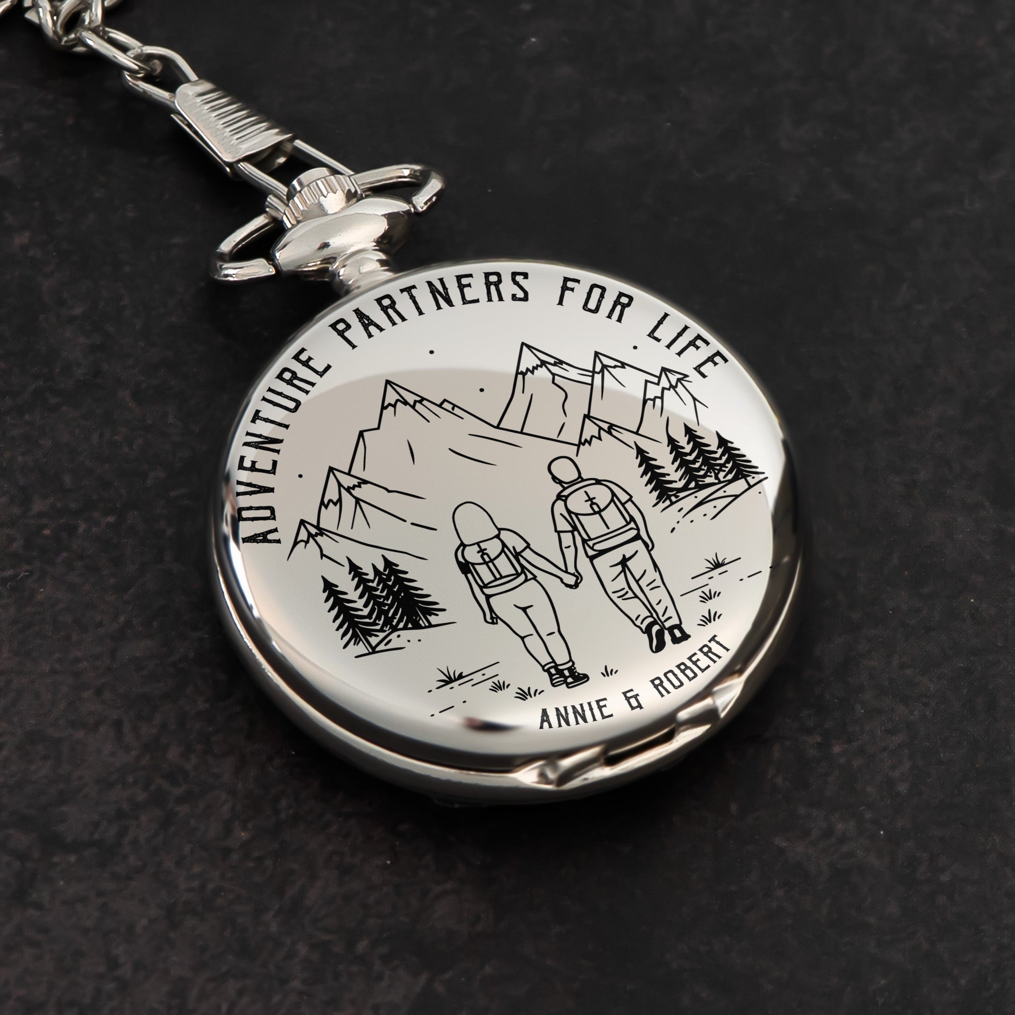 Adventure Partners For Life Camping Couple - Personalized Pocket Watch