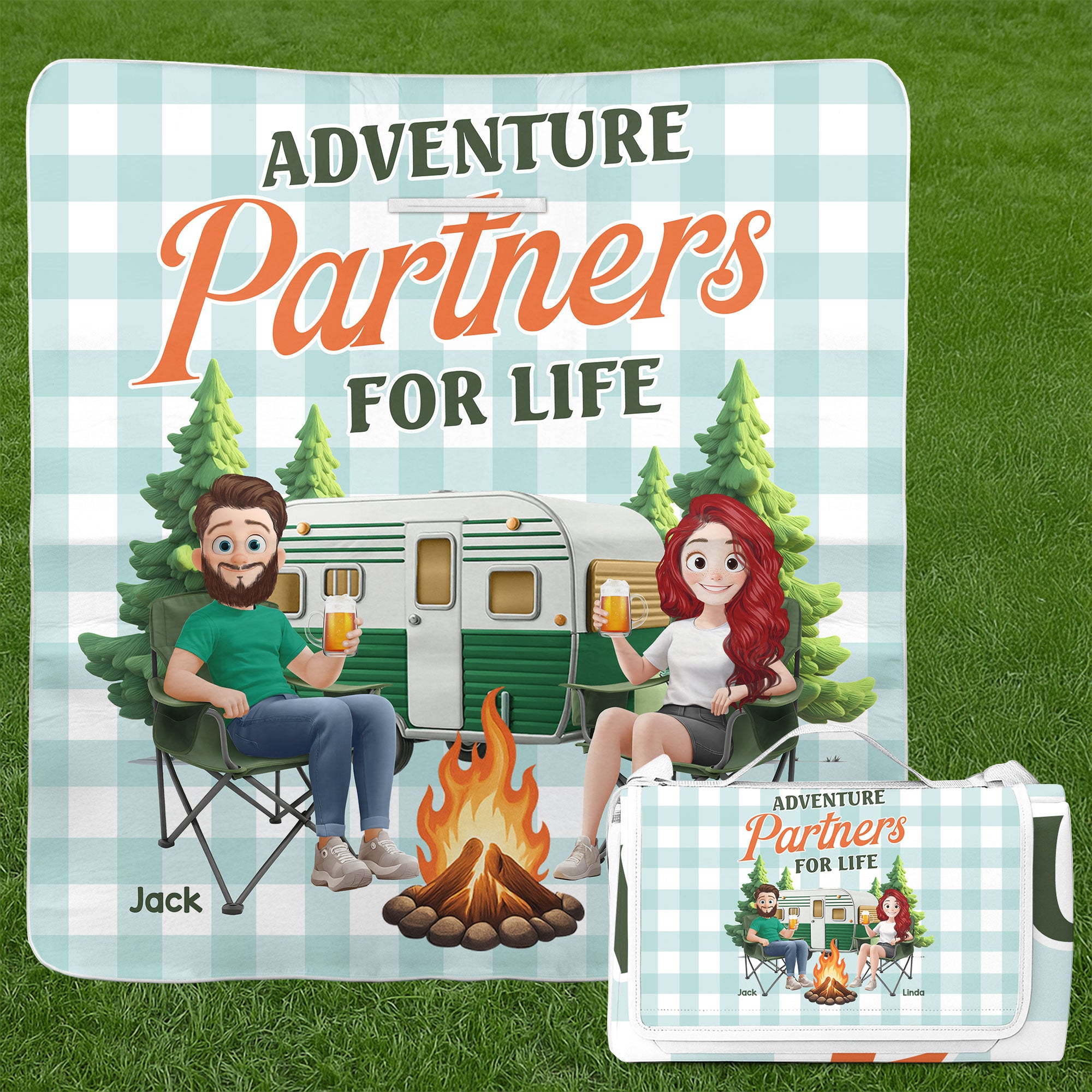 Adventure Partners For Life - Personalized Picnic Blanket