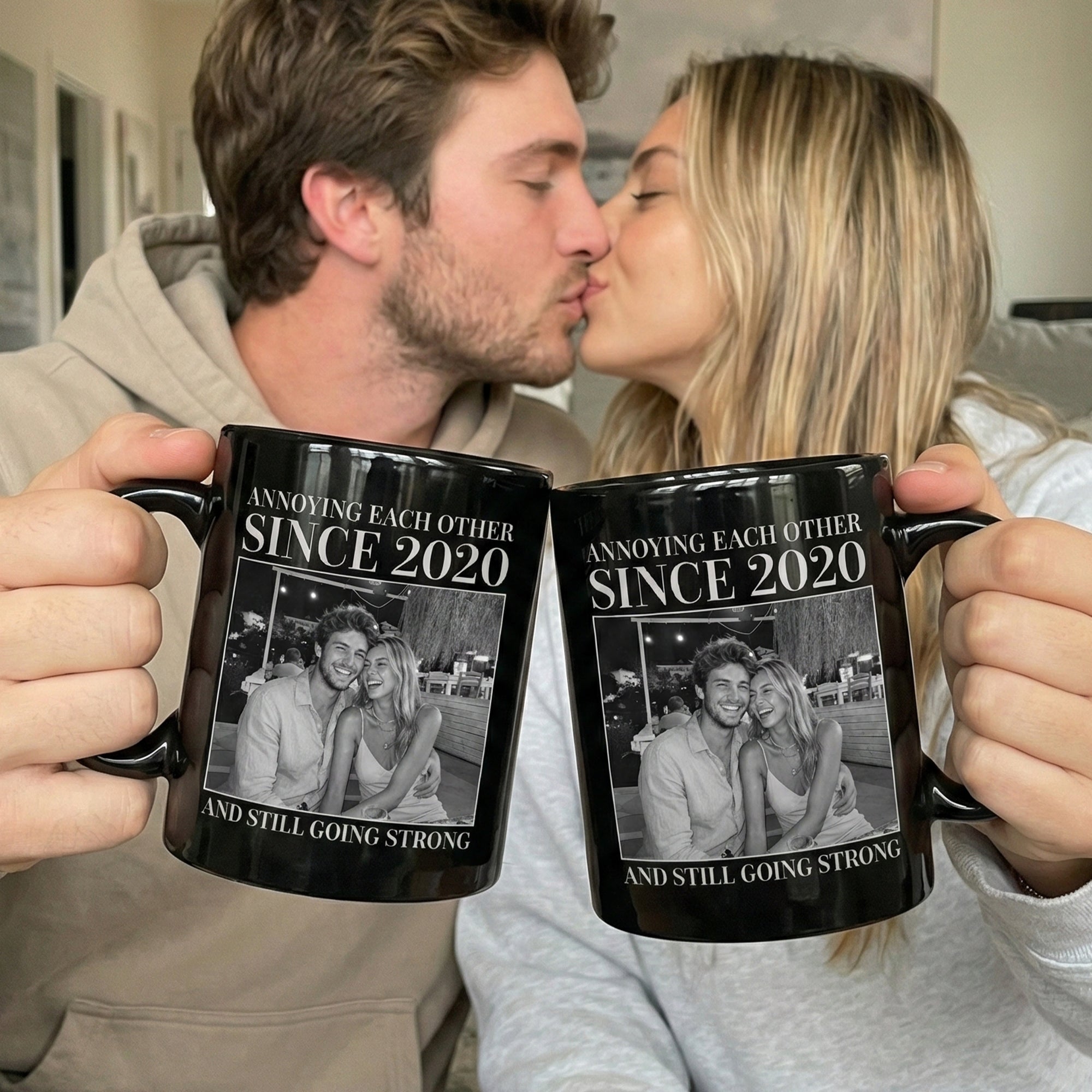 Annoying Each Other ... And Still Going Strong - Vintage Version - Personalized Photo Mug