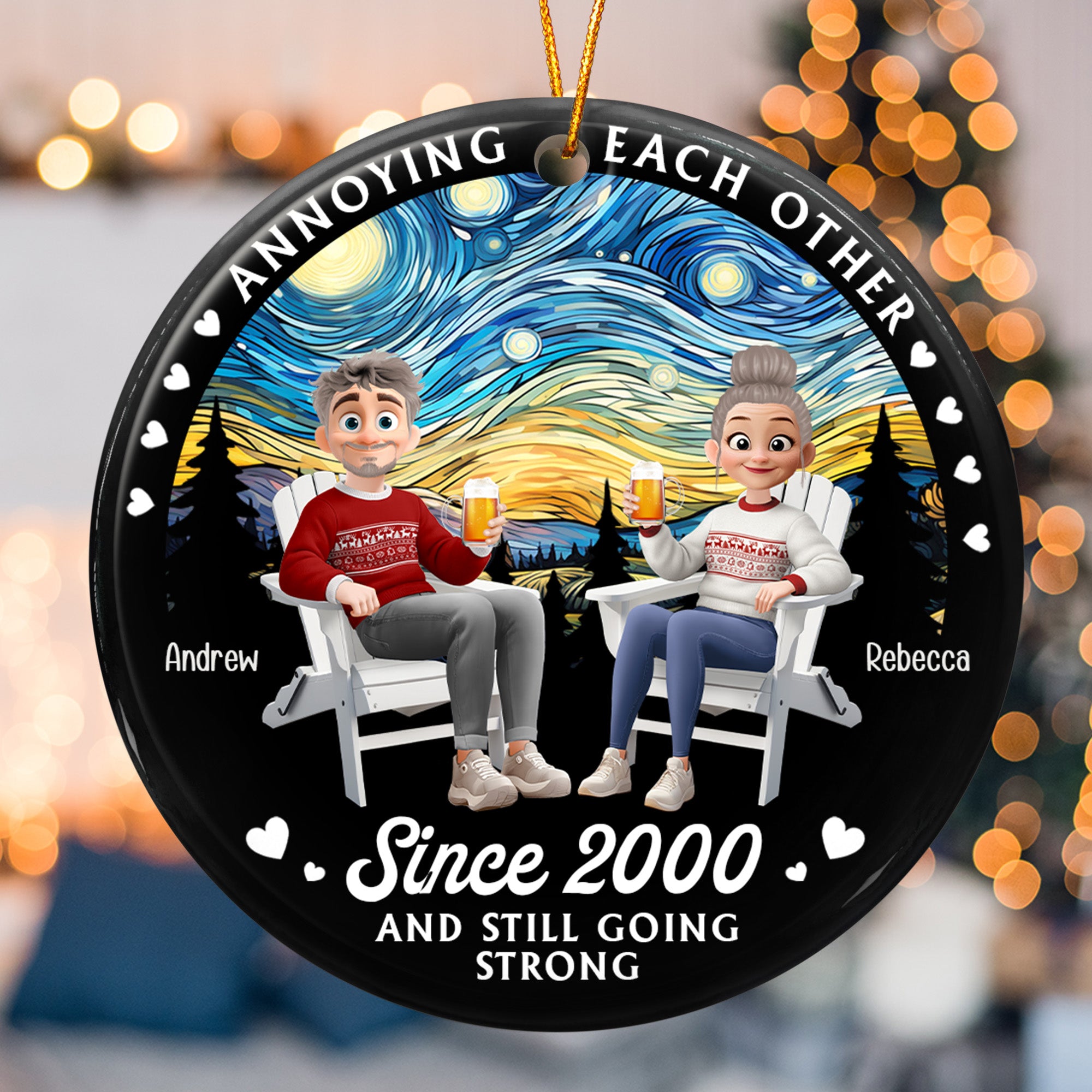 Annoying Each Other Couple Christmas Ornament - Personalized Ceramic Ornament