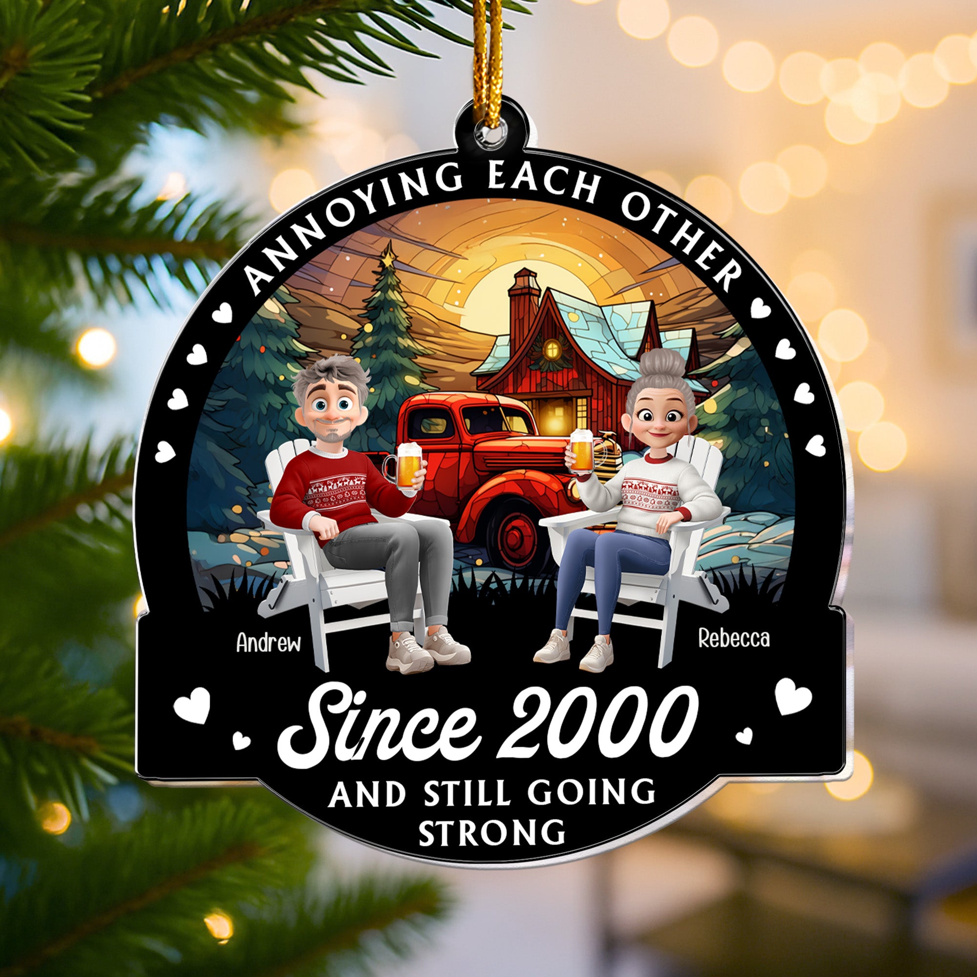 Annoying Each Other Couple Christmas Ornament Ver 2 - Personalized Acrylic Ornament
