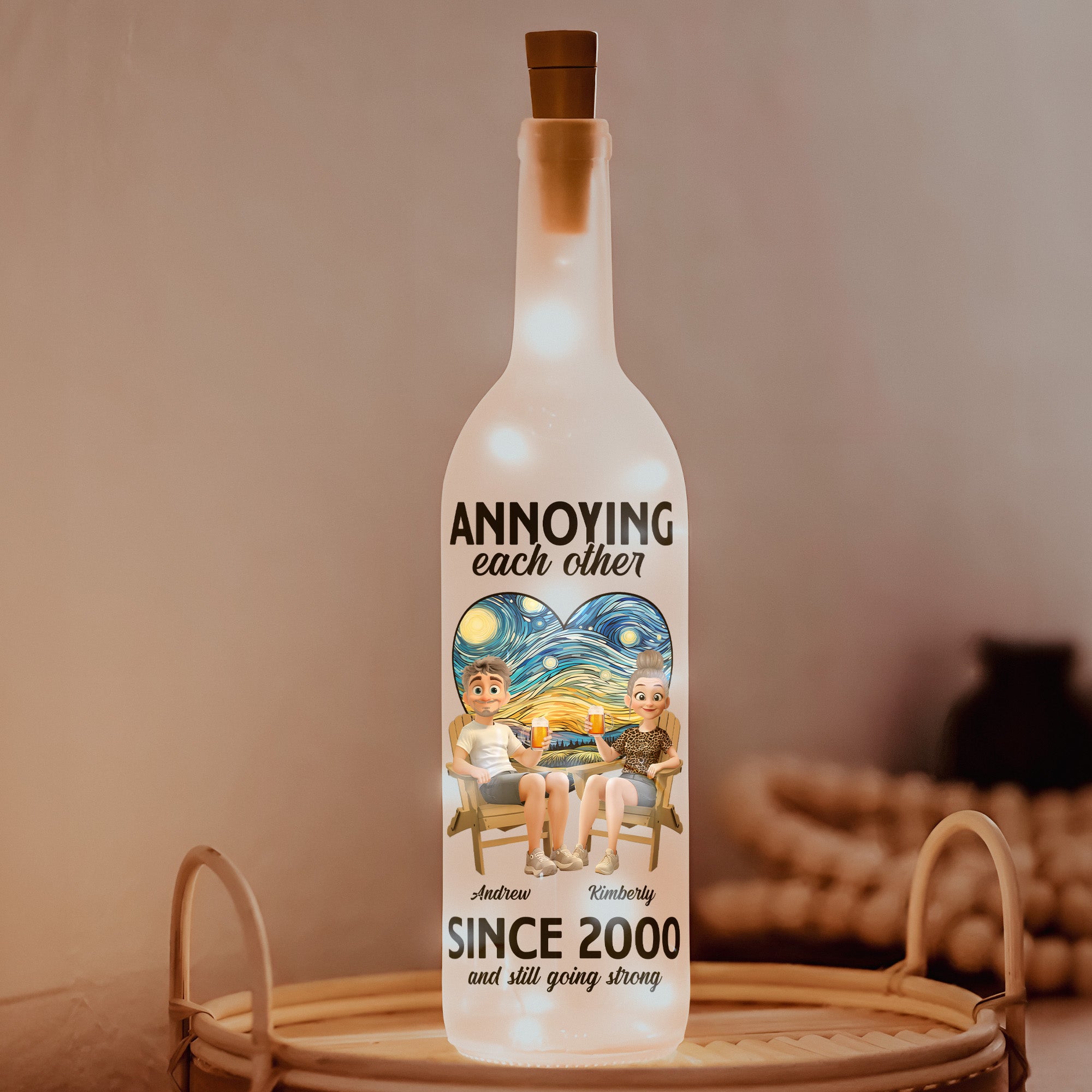 Annoying Each Other Since & Still Going Strong - Personalized Bottle Lamp