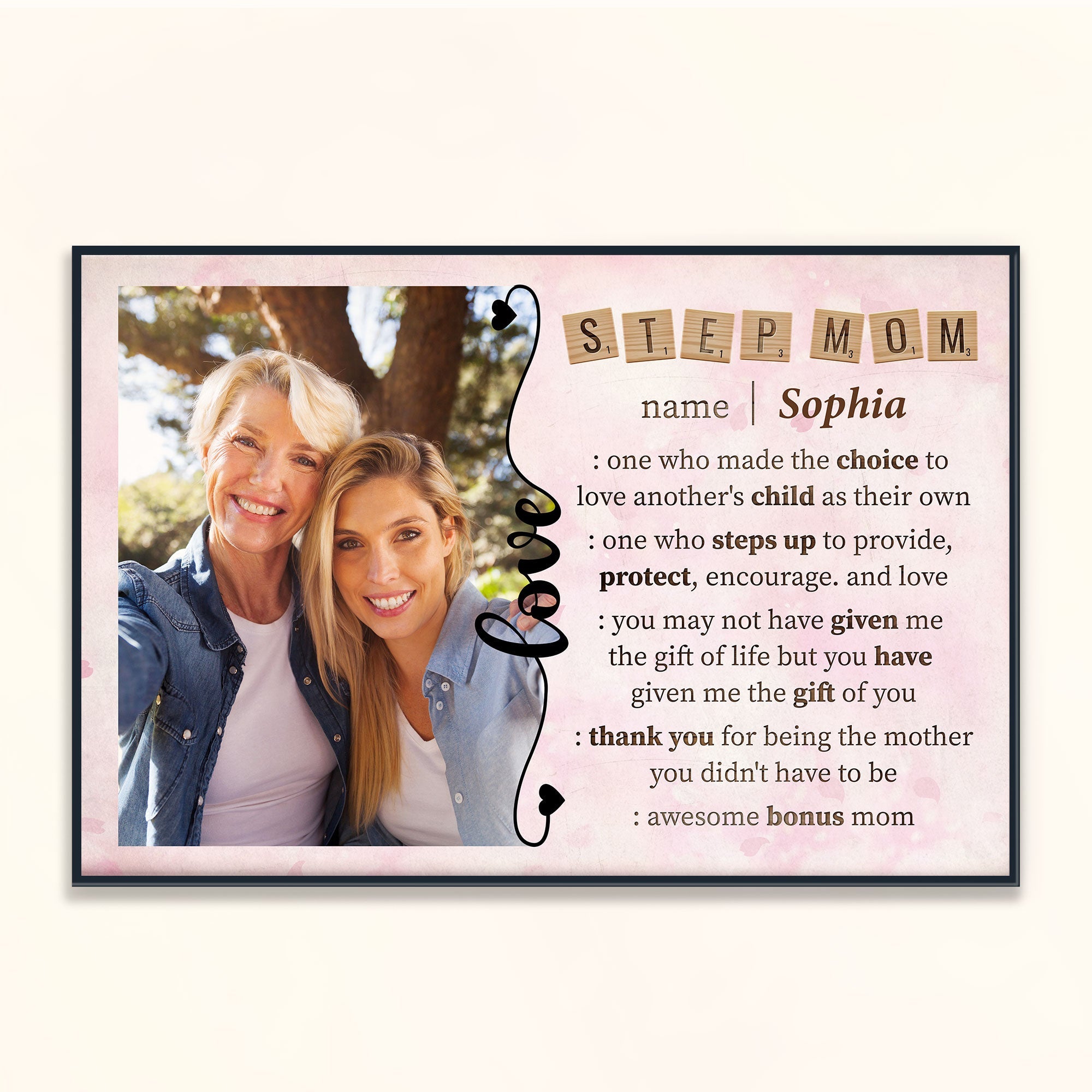 Awesome Bonus Mom - Personalized Poster/Wrapped Canvas - Birthday Gift Mother's Day Gift For Bonus Mom, Step Mom