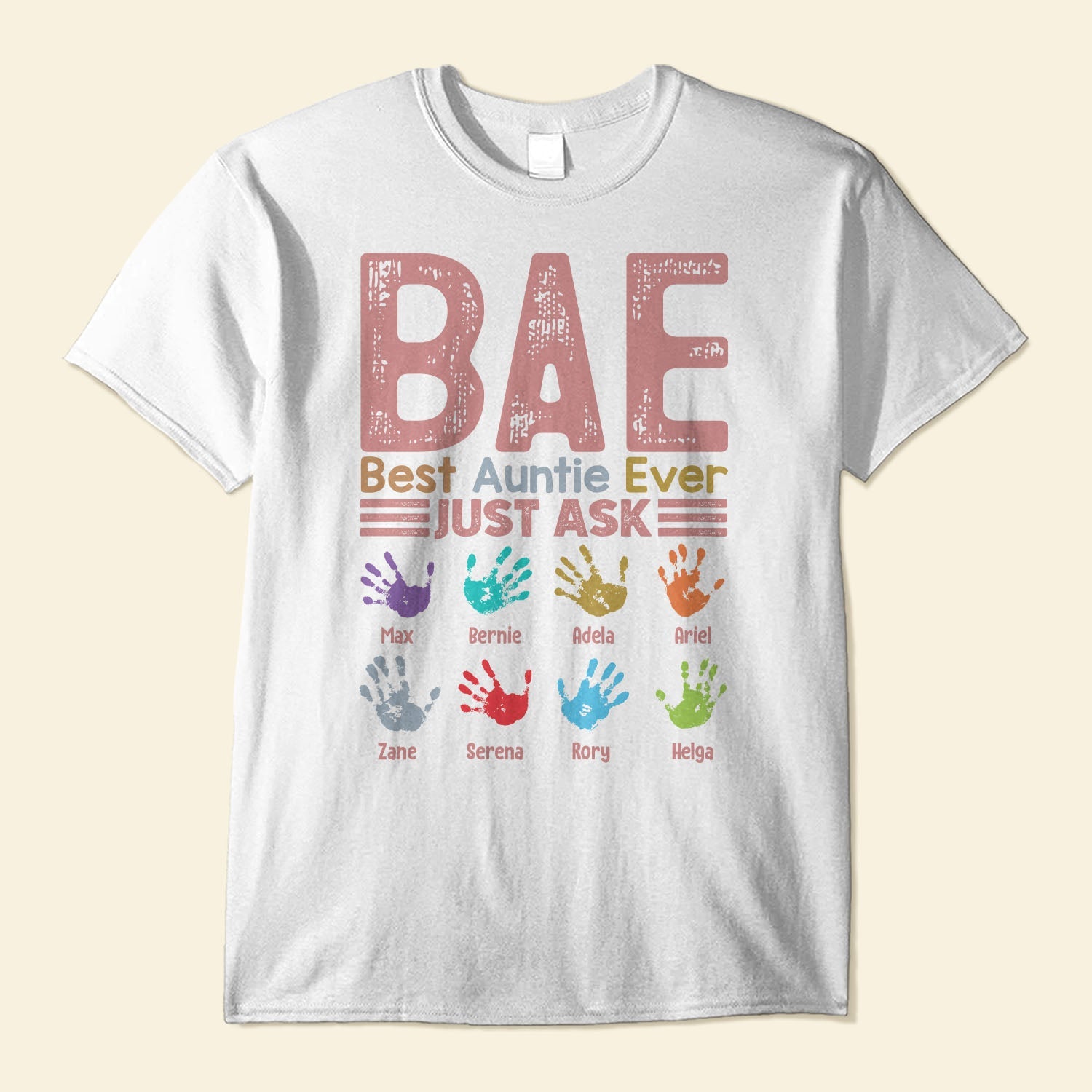 B.A.E Best Auntie Ever Handprints - Personalized Shirt - Gift For Aunts