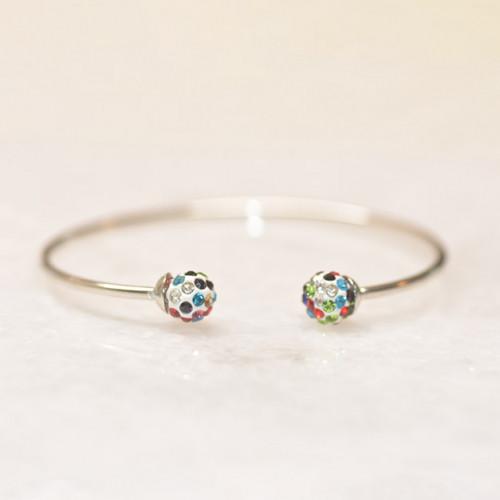 Silvertone Rainbow Ball Open Bangle, , Riakoob Jewelry, Riakoob Jewelry  jewelryjewelry deals, swarovski crystal jewelry, groupon jewelry,, jewelry for mom,