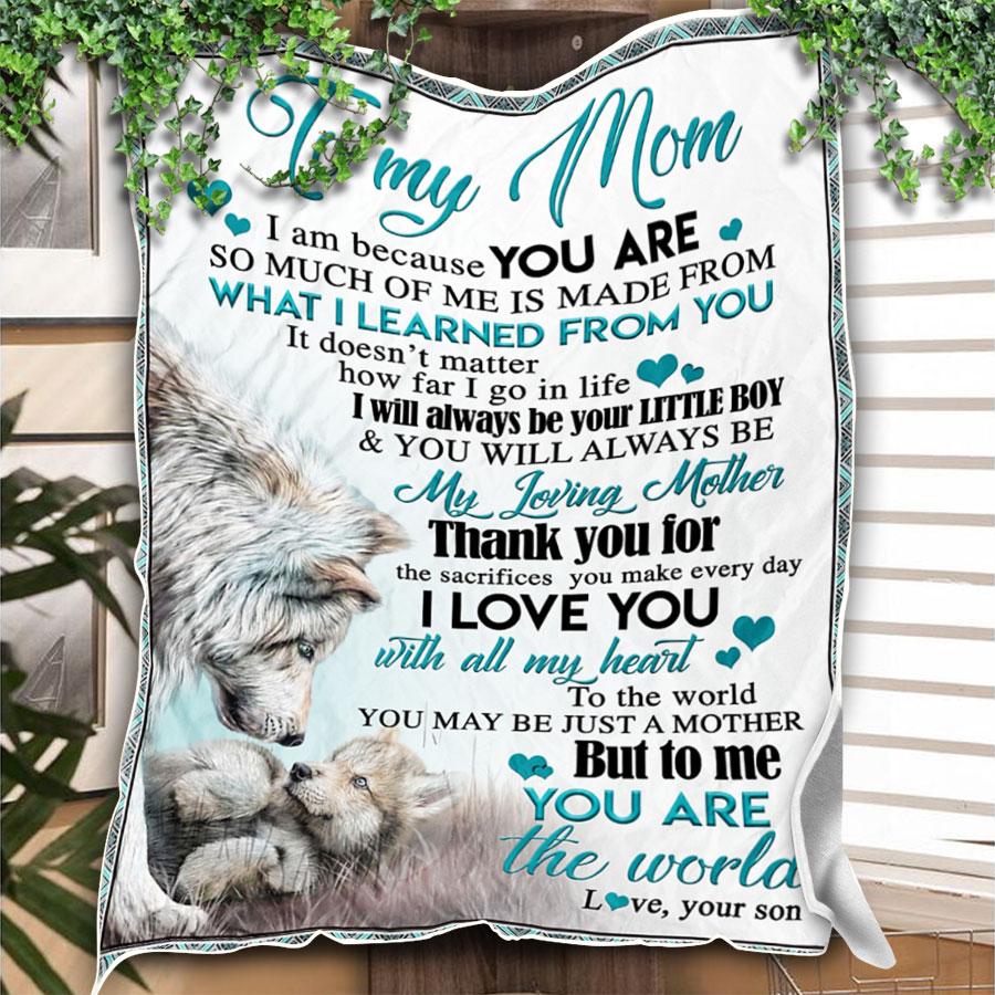 Custom Blanket Wolf To My Mom Blanket - Gift For Mom - Fleece Blanket-A Loves Gift