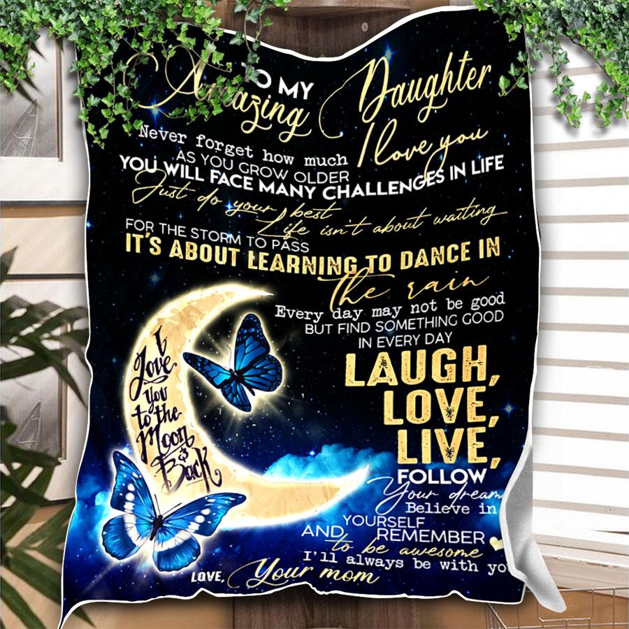 Custom Blanket To My Amazing Daughter Blanket - Gift For Daughter - Fleece Blanket-A Loves Gift
