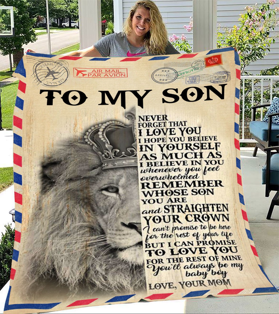 Custom Blanket Personalized Name Letter Lion To My Son Blanket - Gift For Son-A Loves Gift