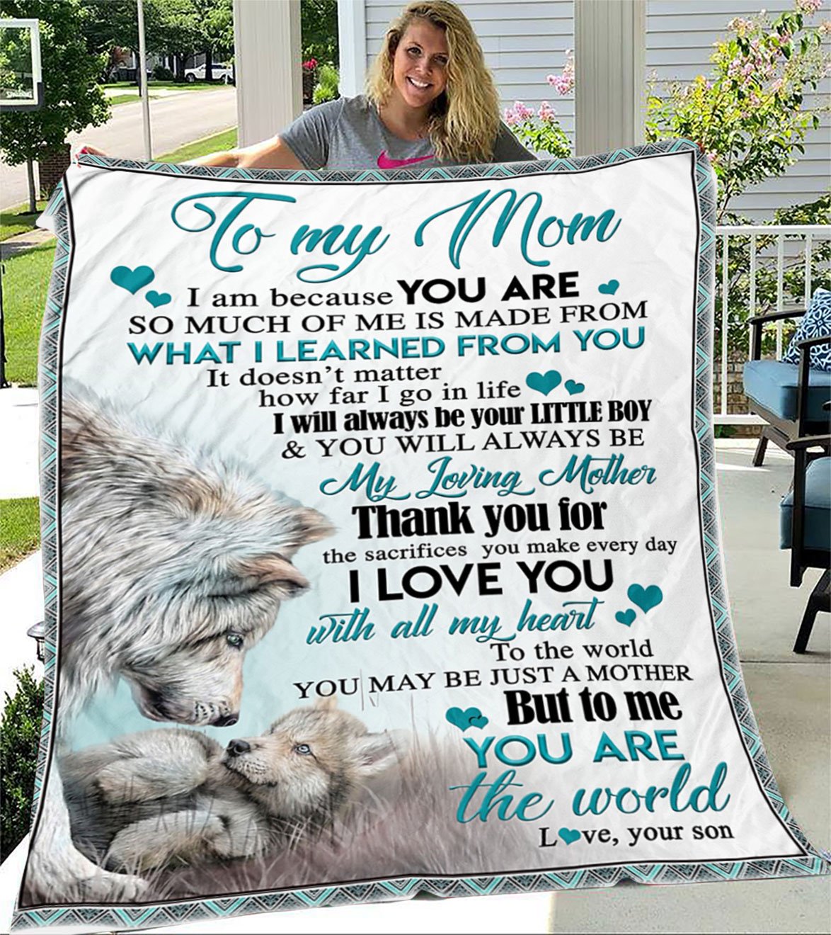 Custom Blanket Wolf To My Mom Blanket - Gift For Mom - Fleece Blanket-A Loves Gift