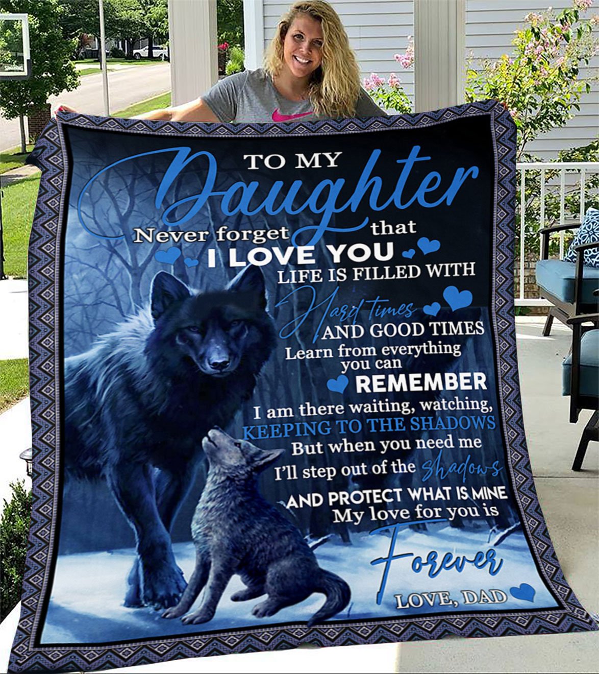 Custom Blanket Wolf To My Daughter Blanket - Gift For Daughter - Fleece Blanket-A Loves Gift