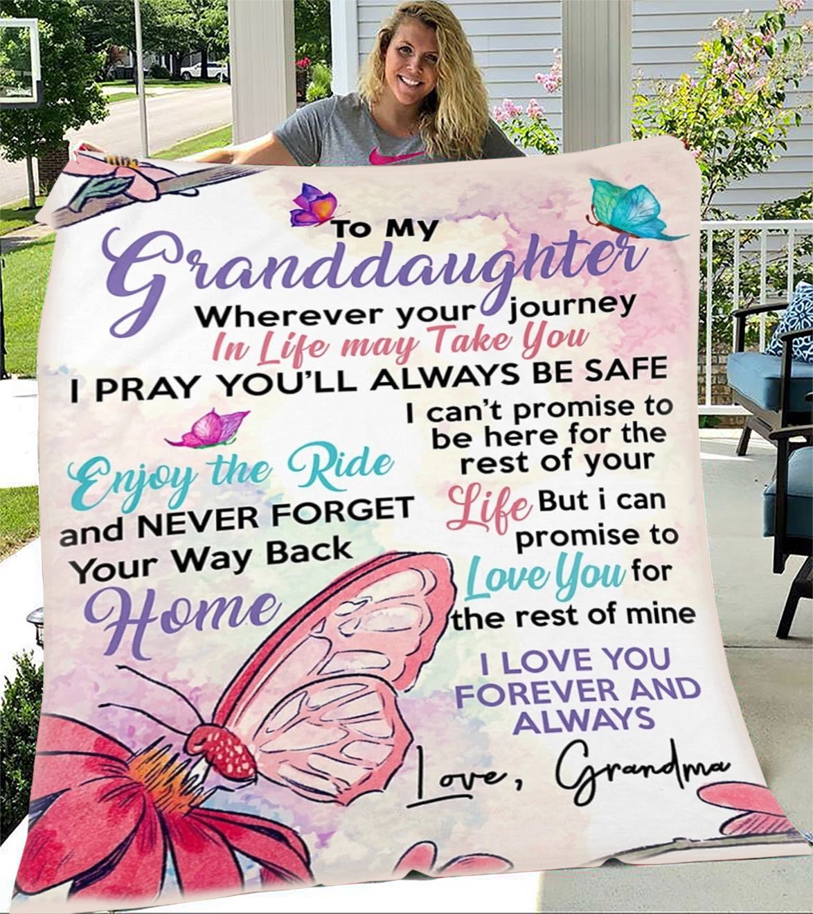 Custom Blanket To My Granddaughter Personalized Name Blankets - Fleece Blanket-A Loves Gift