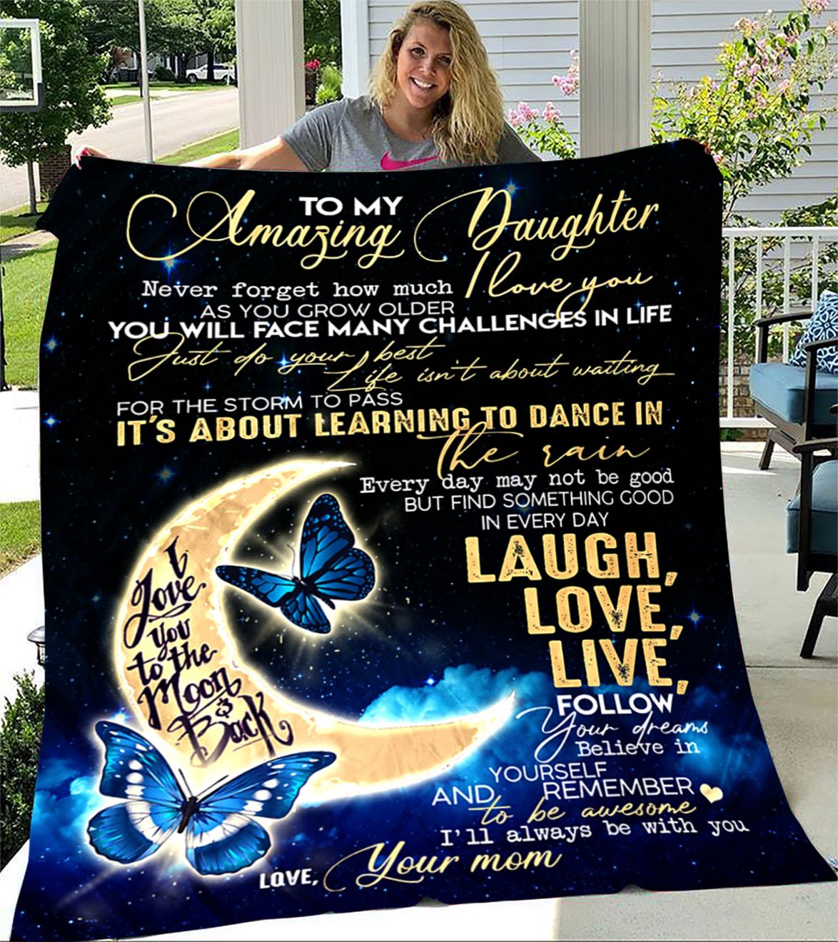 Custom Blanket To My Amazing Daughter Blanket - Gift For Daughter - Fleece Blanket-A Loves Gift