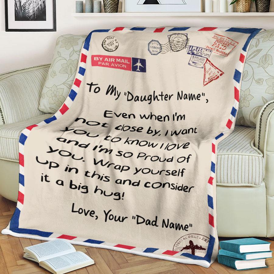 Custom Blanket Letter Personalized Name Dad To My Daughter Blanket - Gift For Daughter-A Loves Gift
