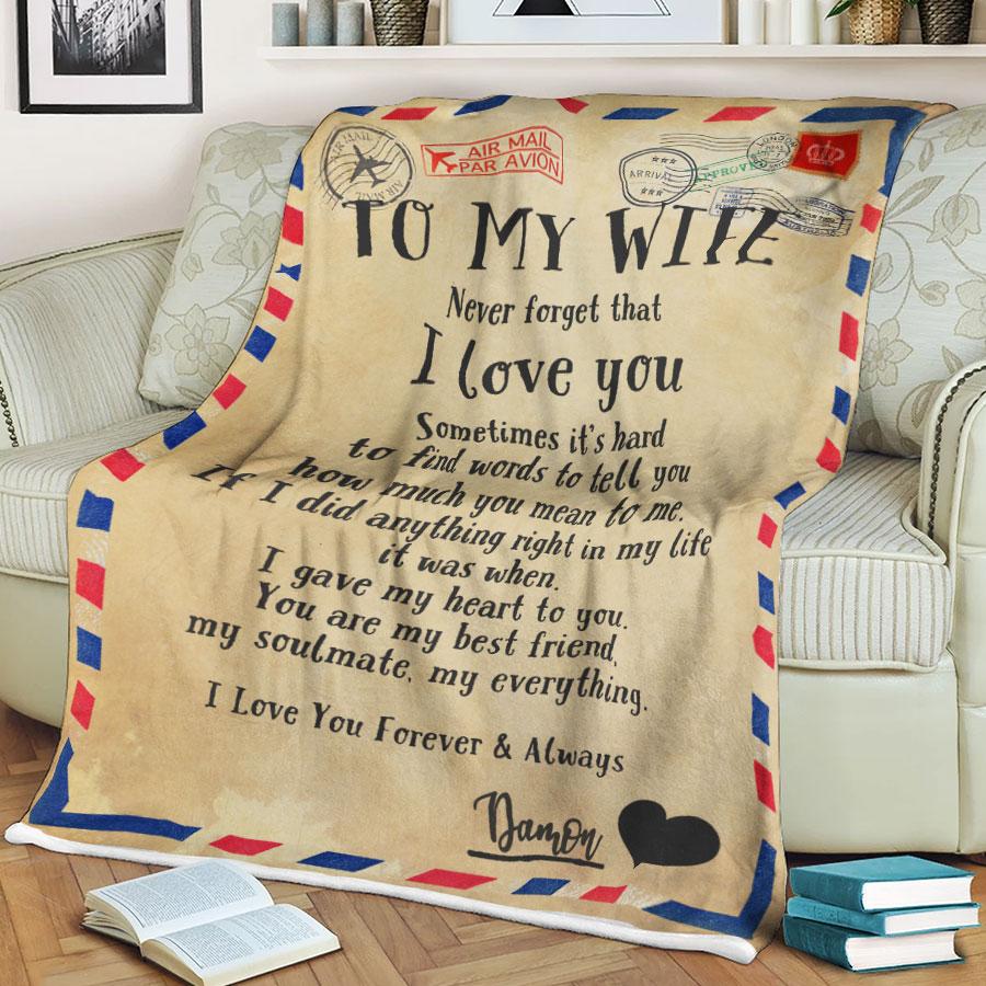 Custom Blanket Personalized Name Letter To My Wife Blanket - Gift For Wife-A Loves Gift