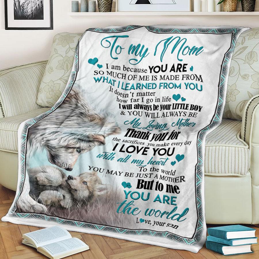 Custom Blanket Wolf To My Mom Blanket - Gift For Mom - Fleece Blanket-A Loves Gift