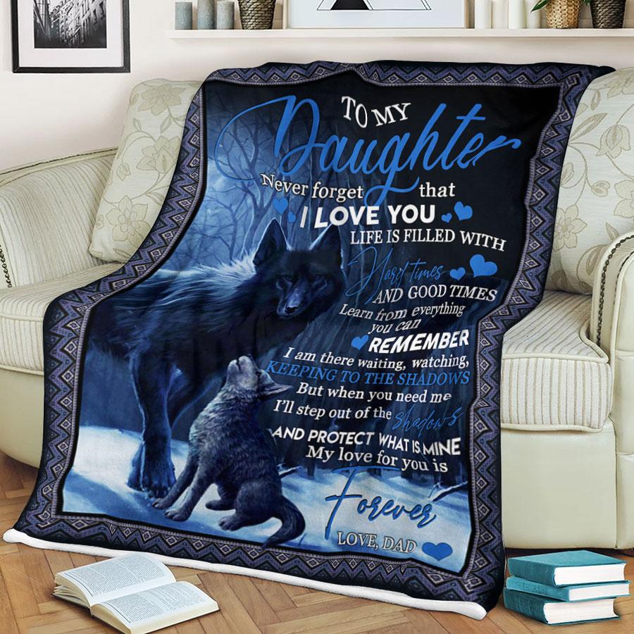 Custom Blanket Wolf To My Daughter Blanket - Gift For Daughter - Fleece Blanket-A Loves Gift
